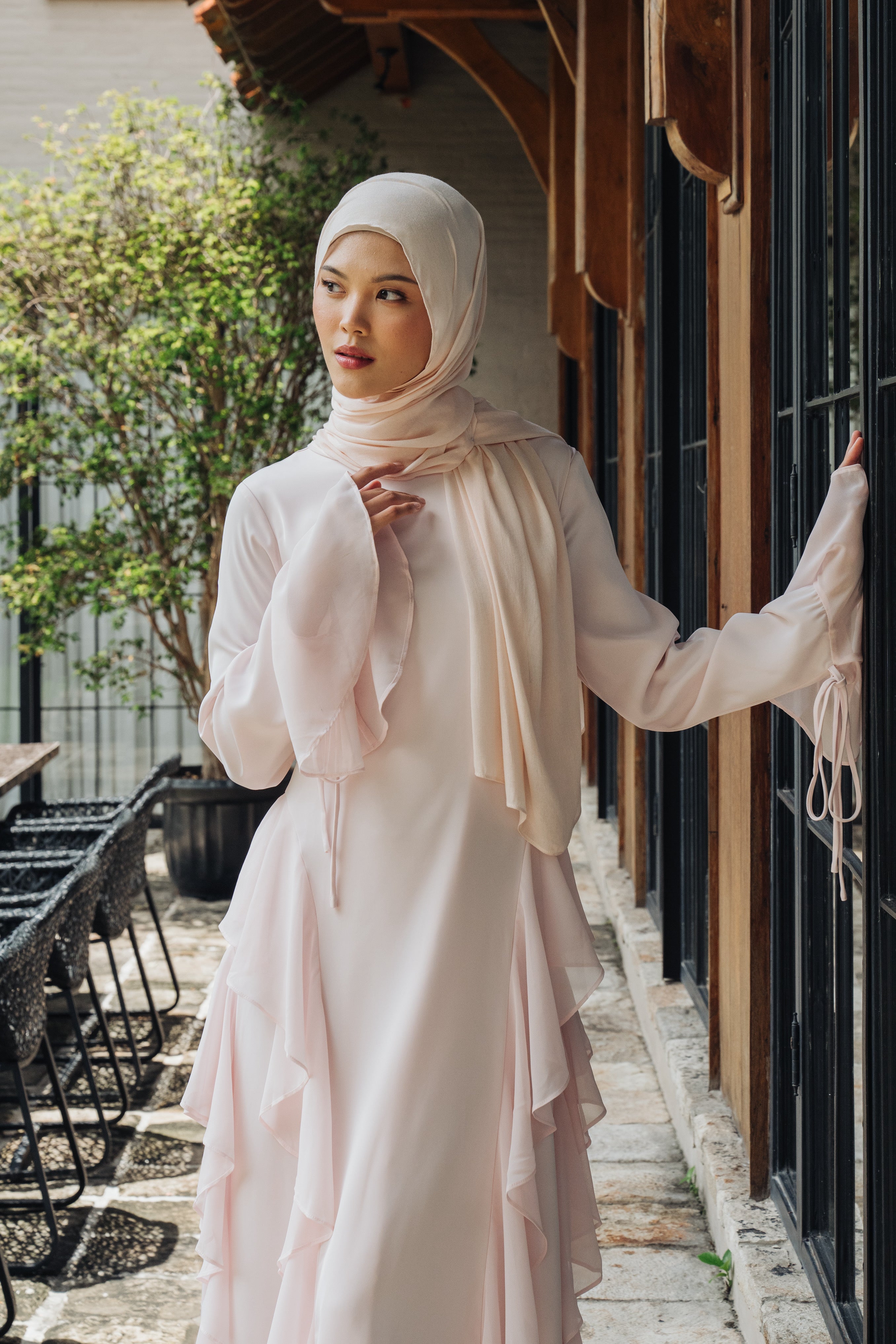 Alyah Satin Maxi Dress - Baby Pink