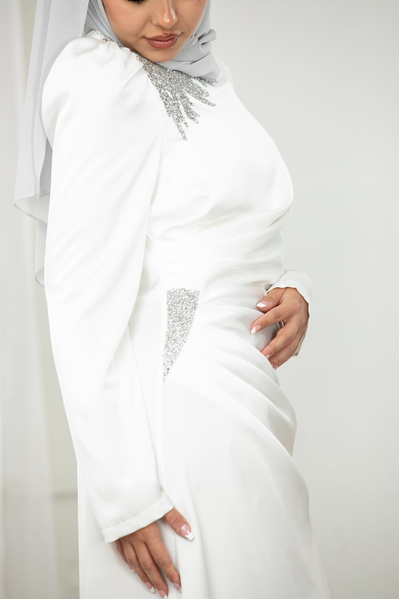 Anastasia Satin Dress - White