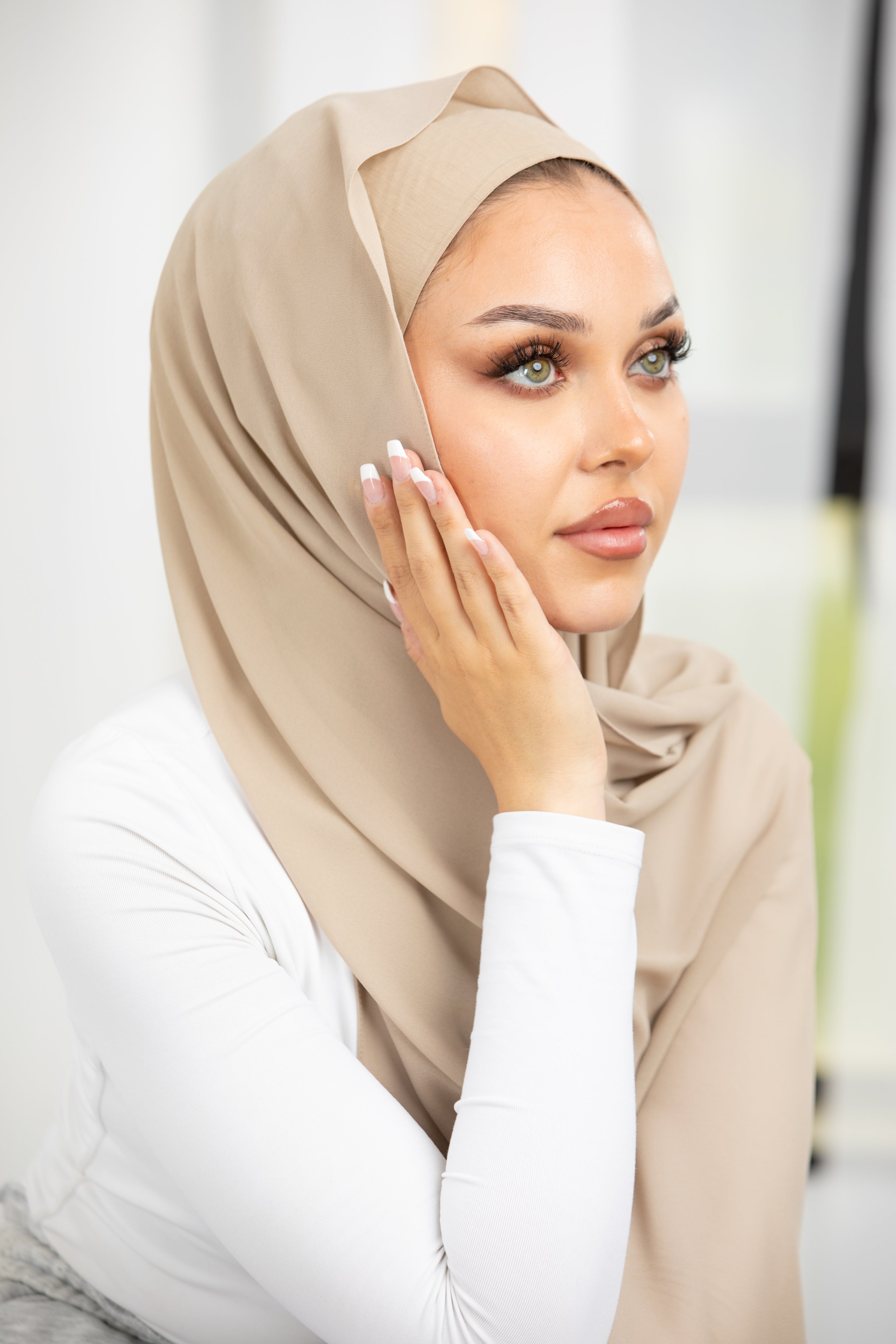 Hijab and Mesh Cap Set - Nude