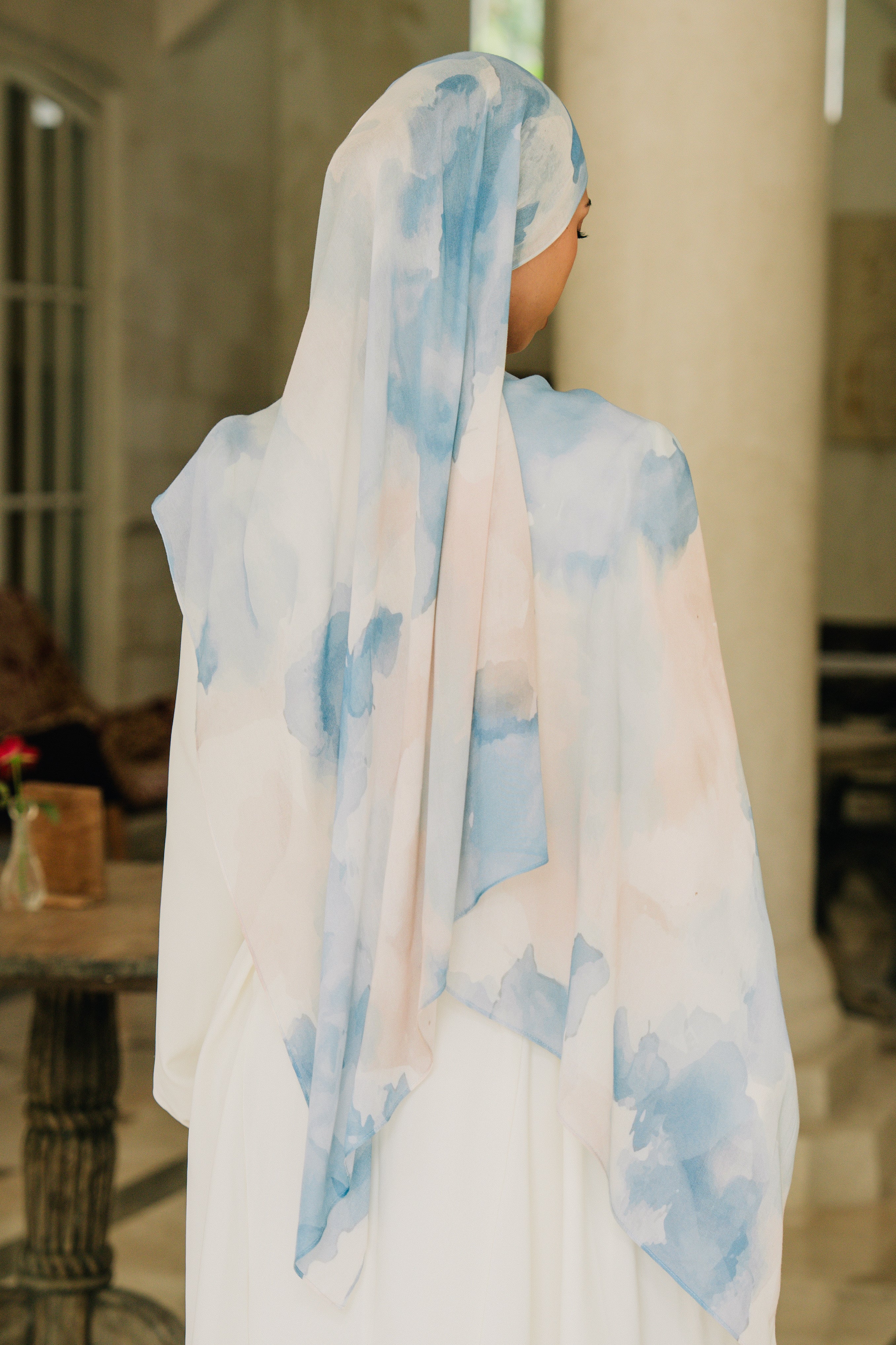 Printed Modal Hijab - Sky Mist