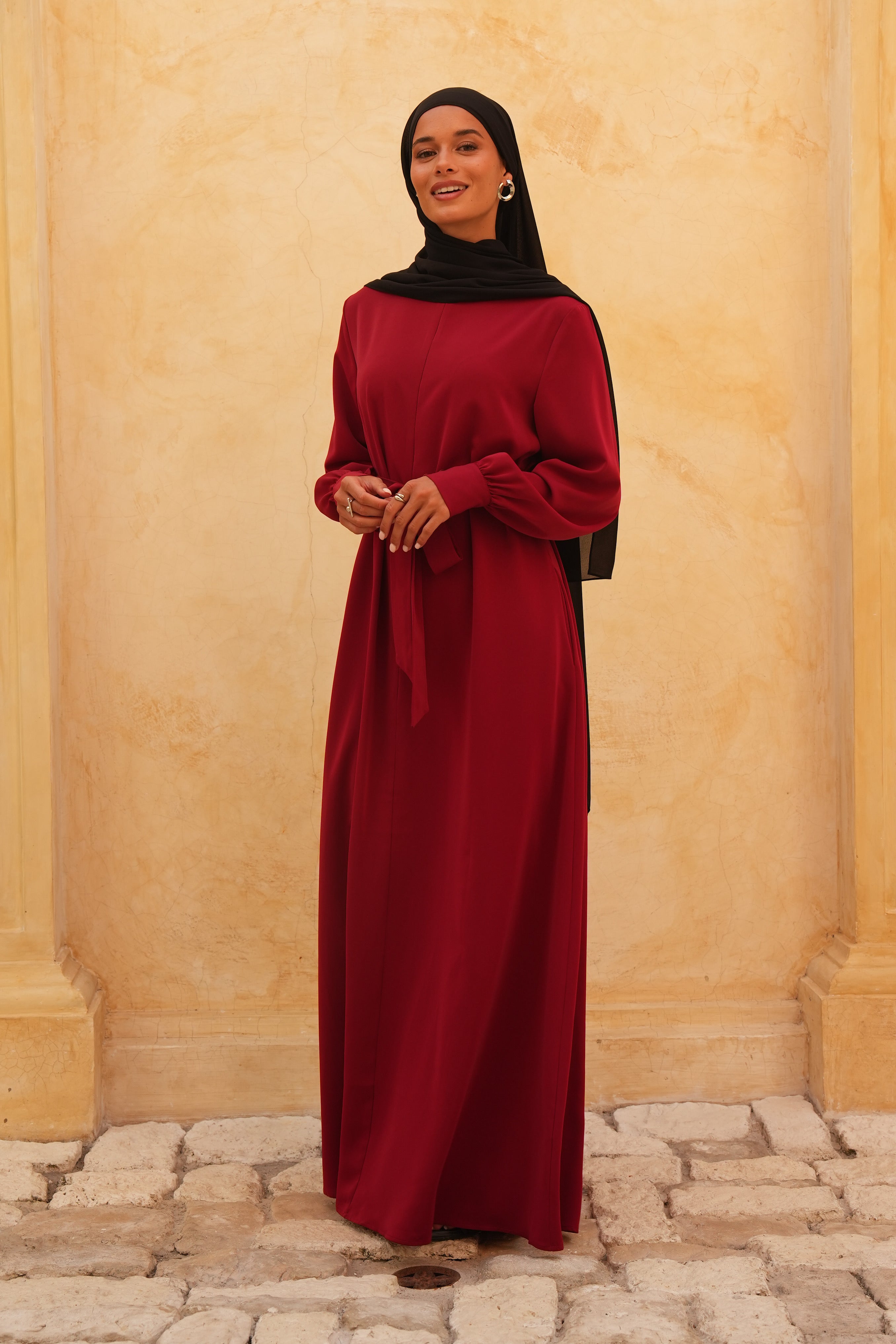 Red Plain Maxi Dress
