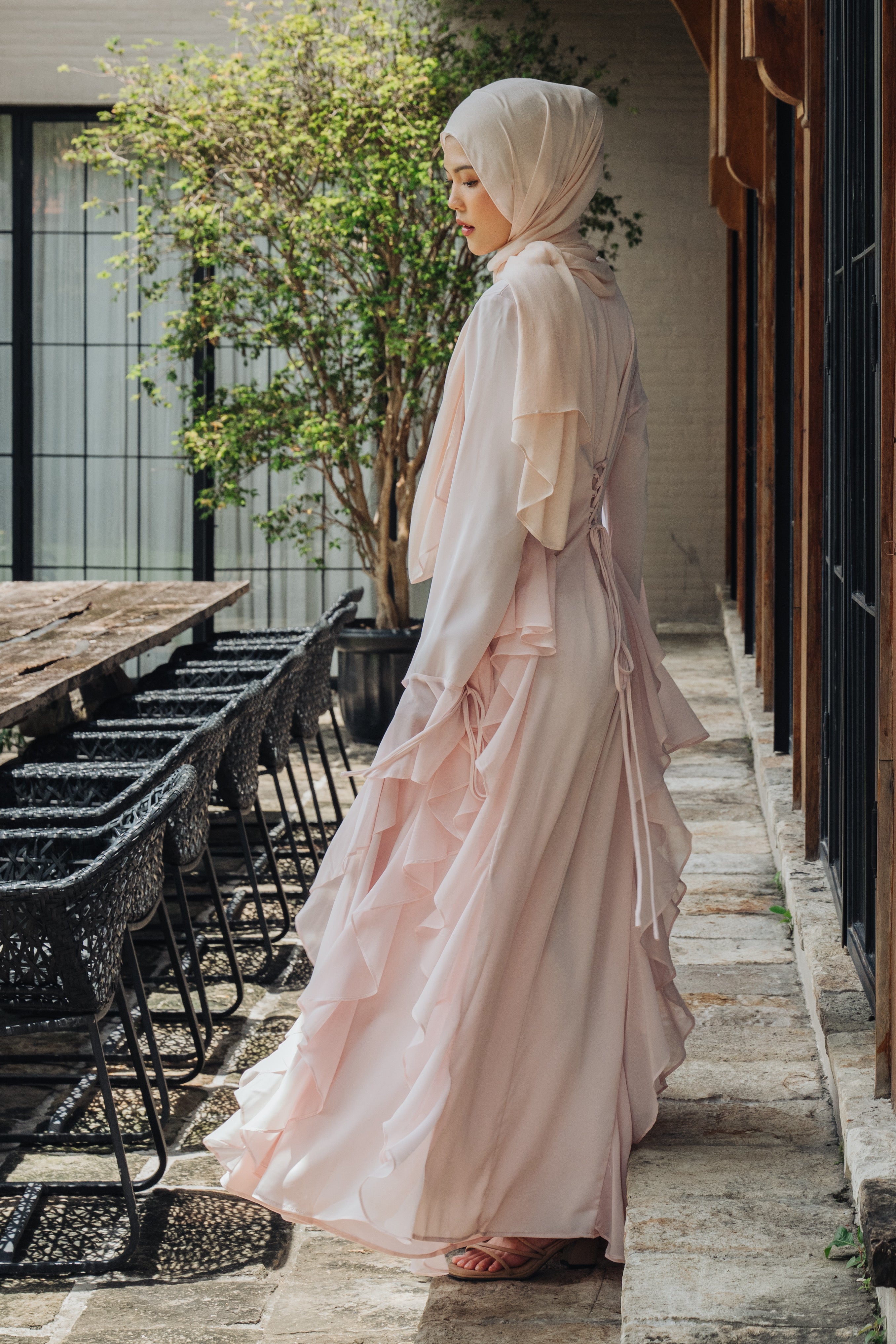 Alyah Satin Maxi Dress - Baby Pink