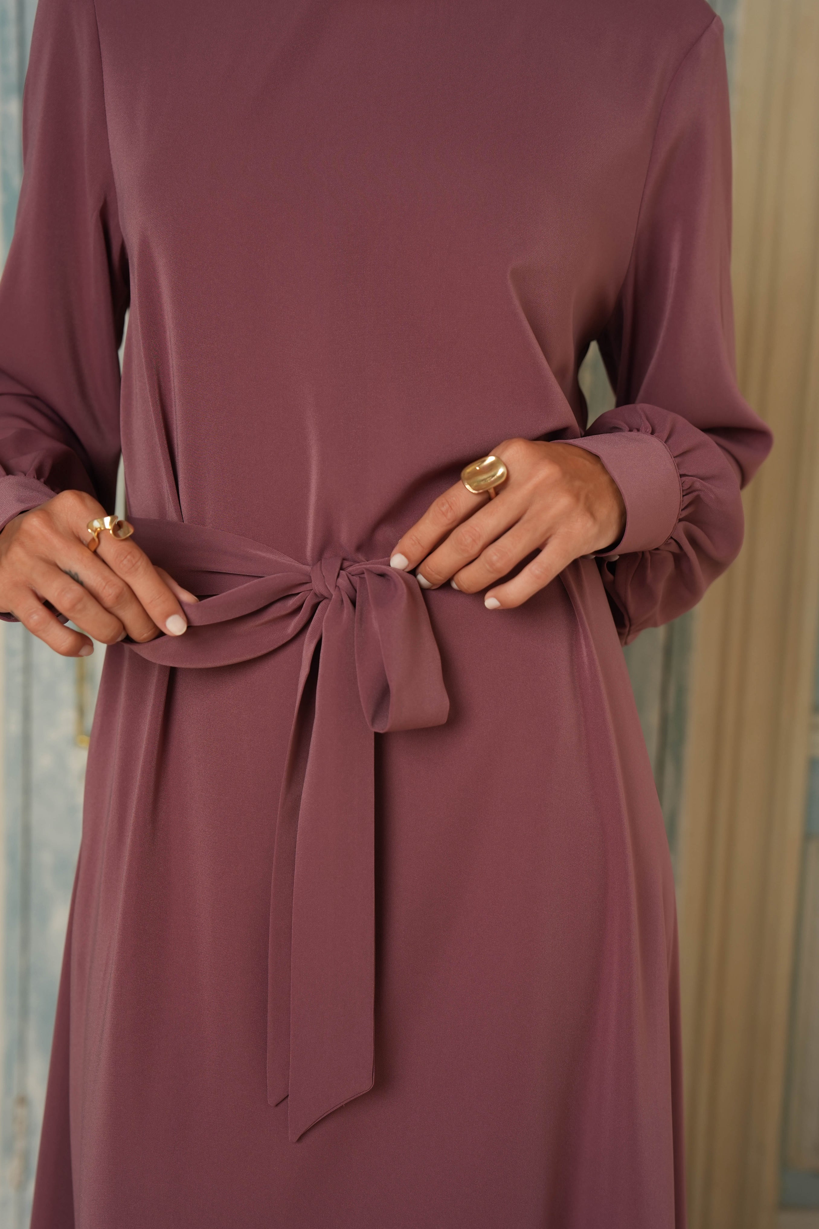 Mauve Plain Maxi Dress