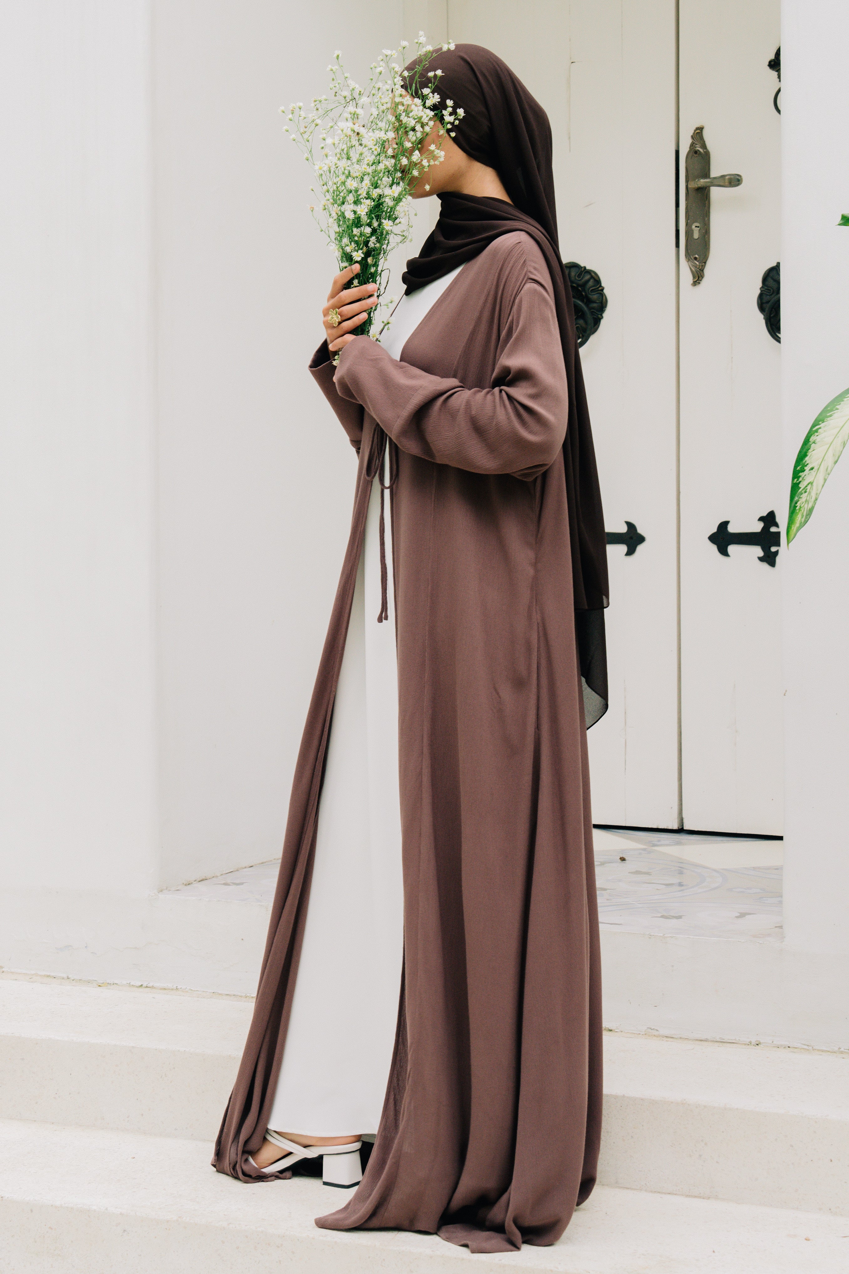 Riwa Open Abaya - Cocoa Dusk
