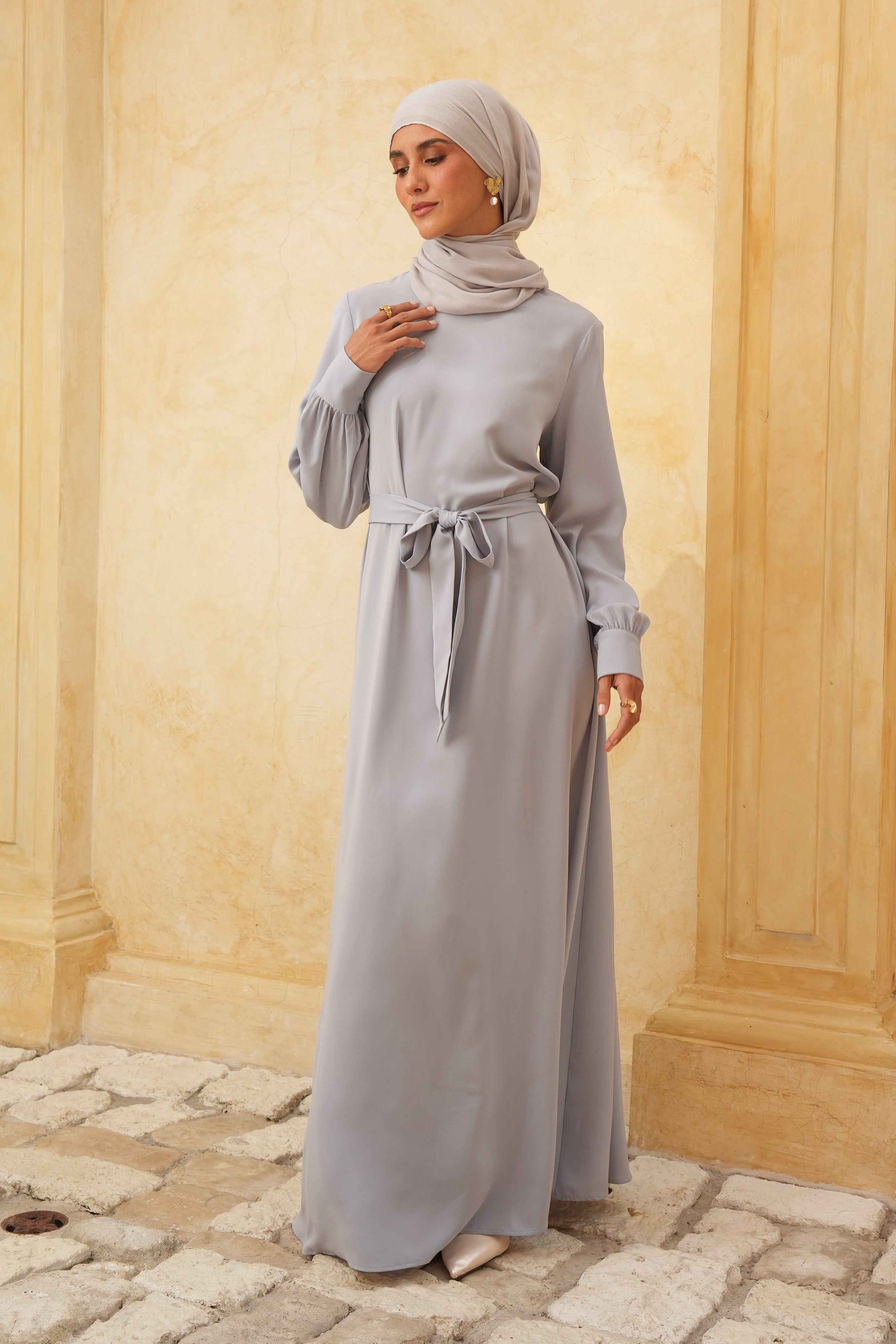 Grey Plain Maxi Dress
