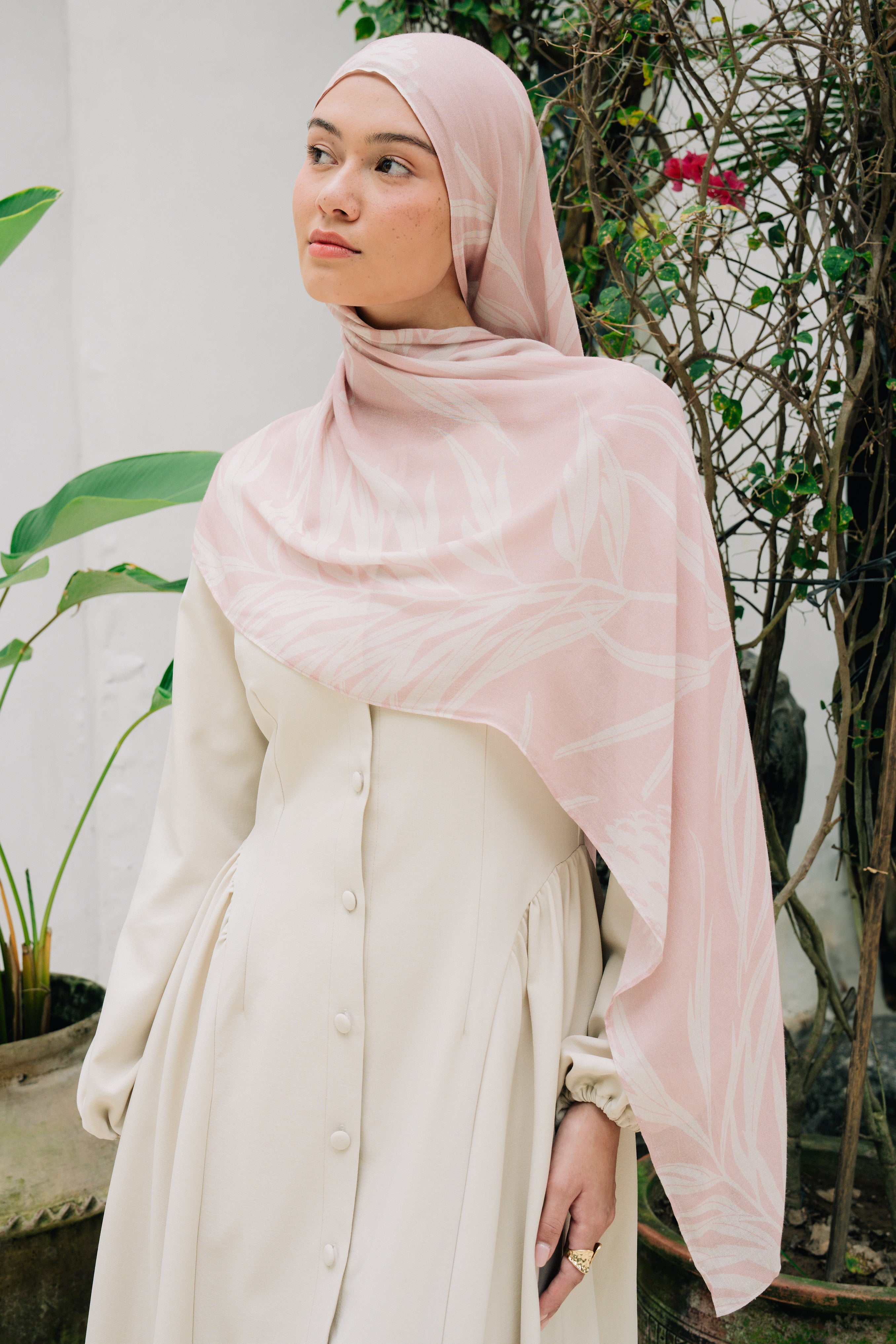 Printed Modal Hijab - Rosey Pines