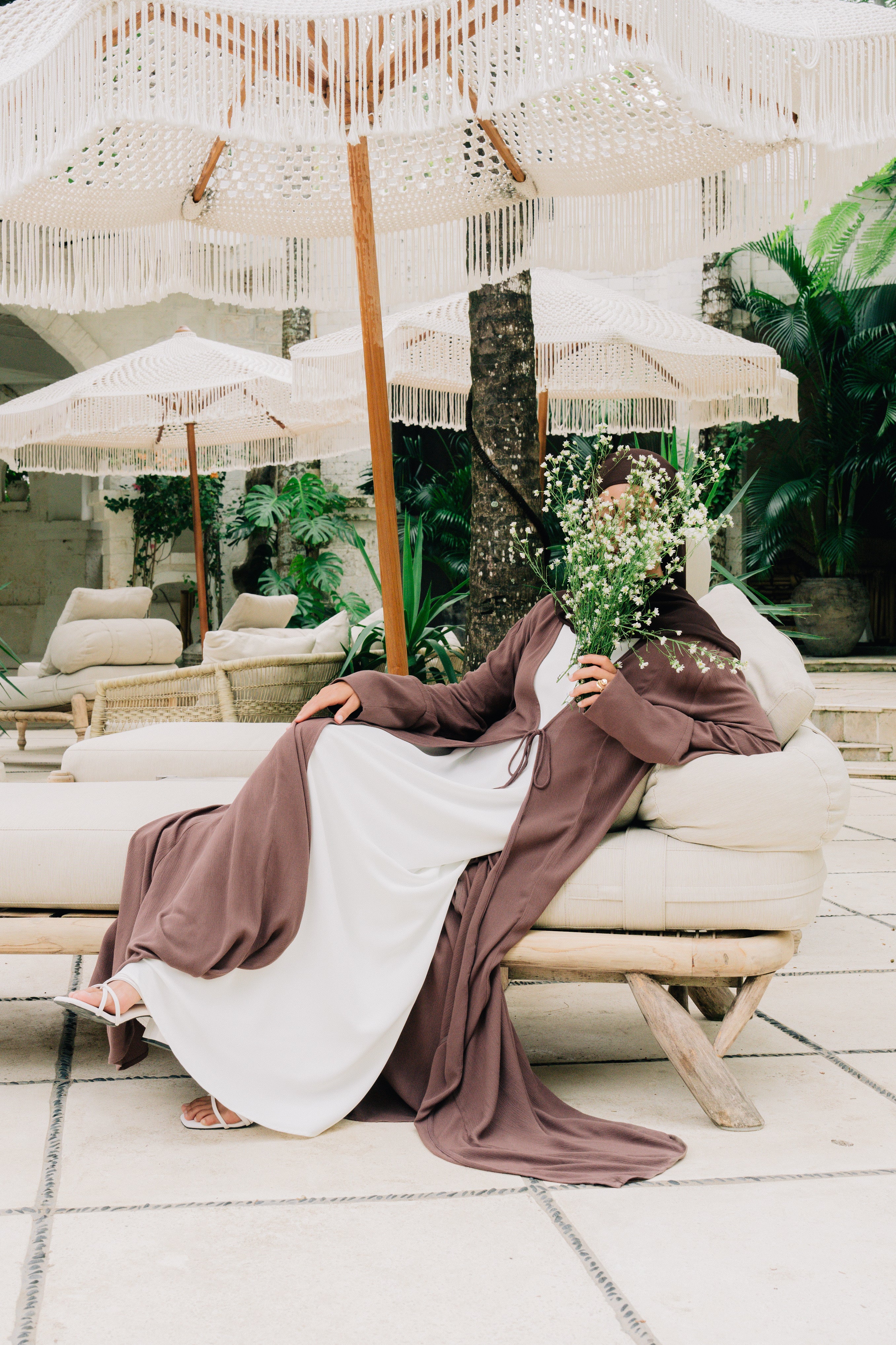 Riwa Open Abaya - Cocoa Dusk