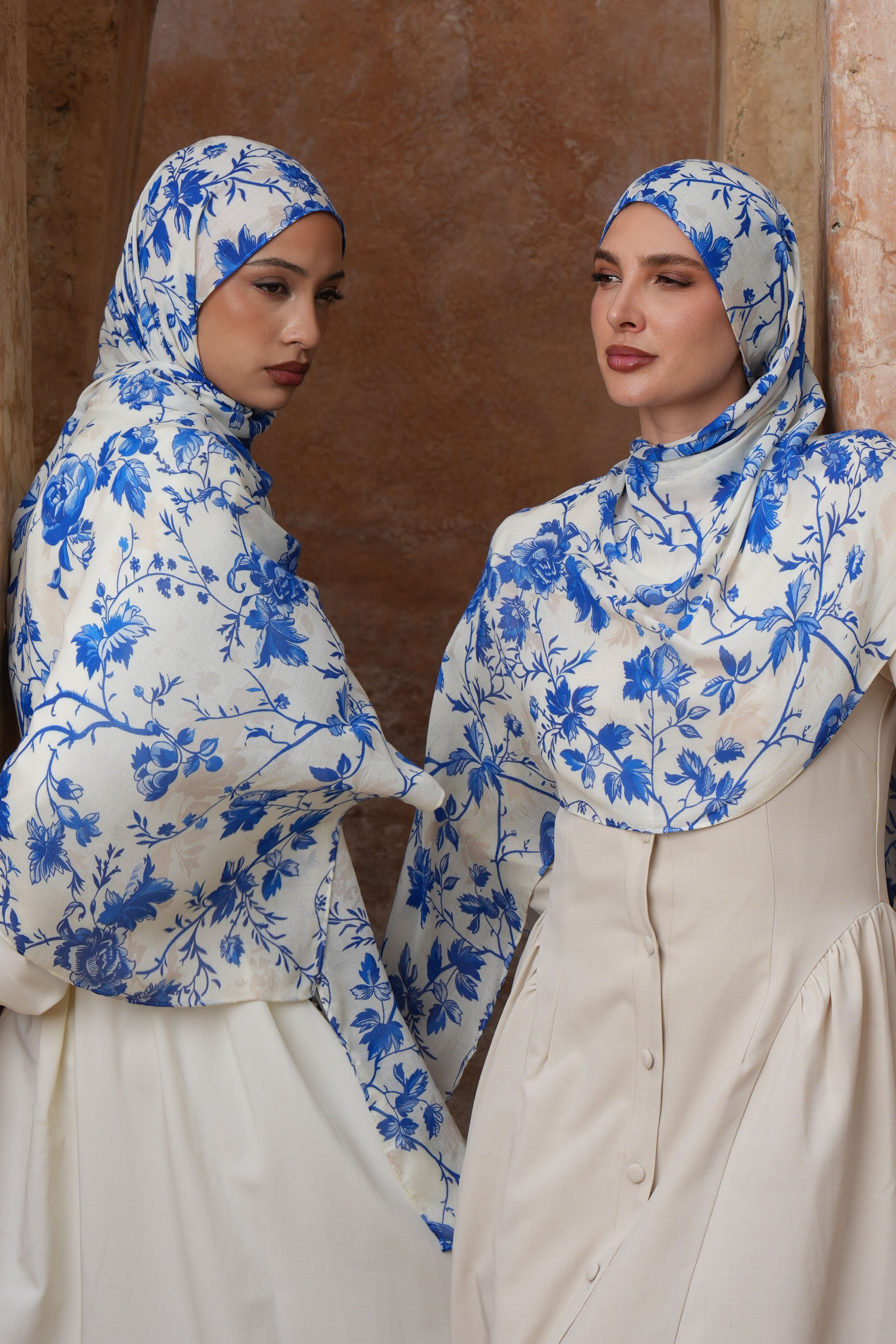 Printed Modal Hijab - Delft Bloom - Modern Hijabi