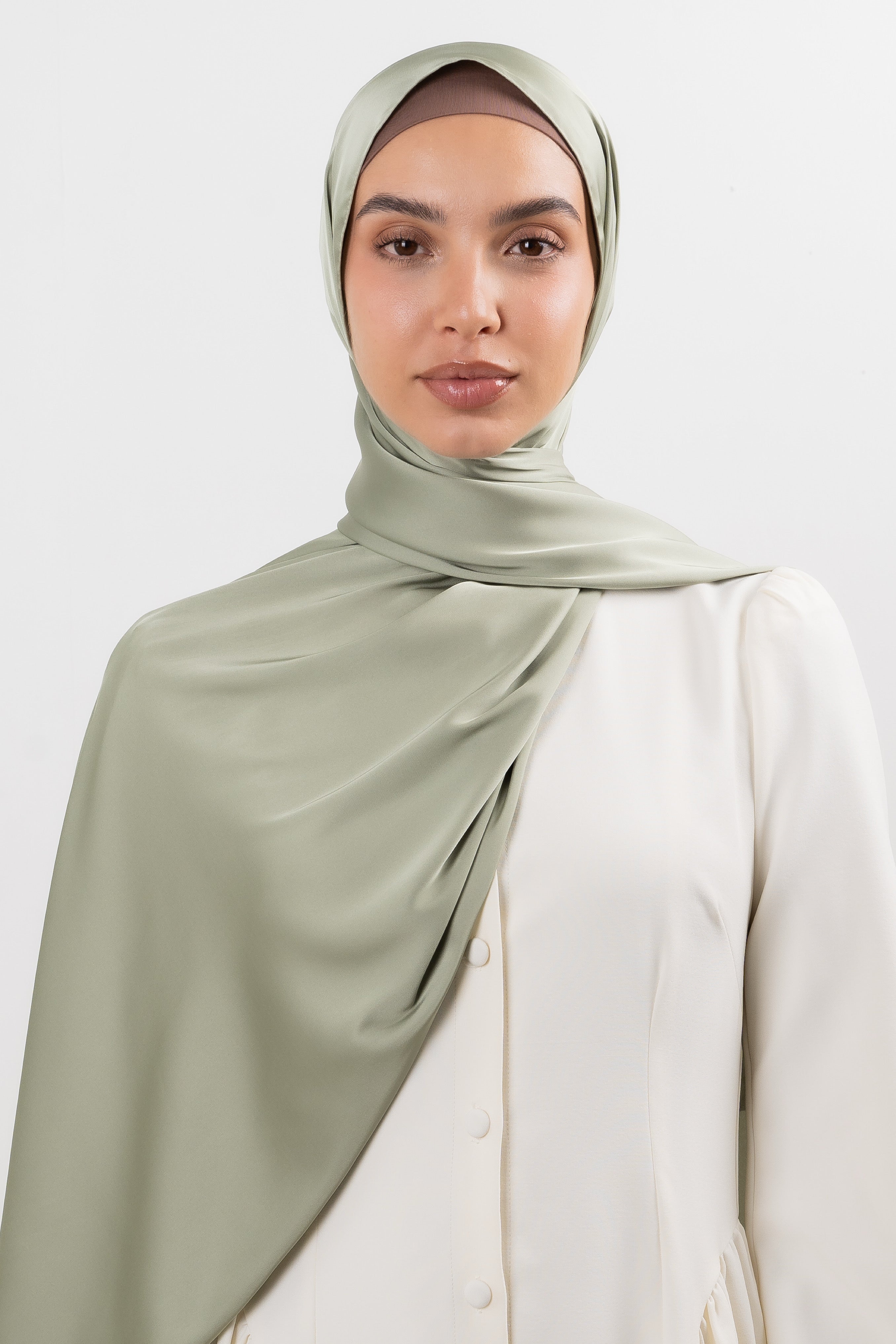 Premium Satin Hijab - Sage Green