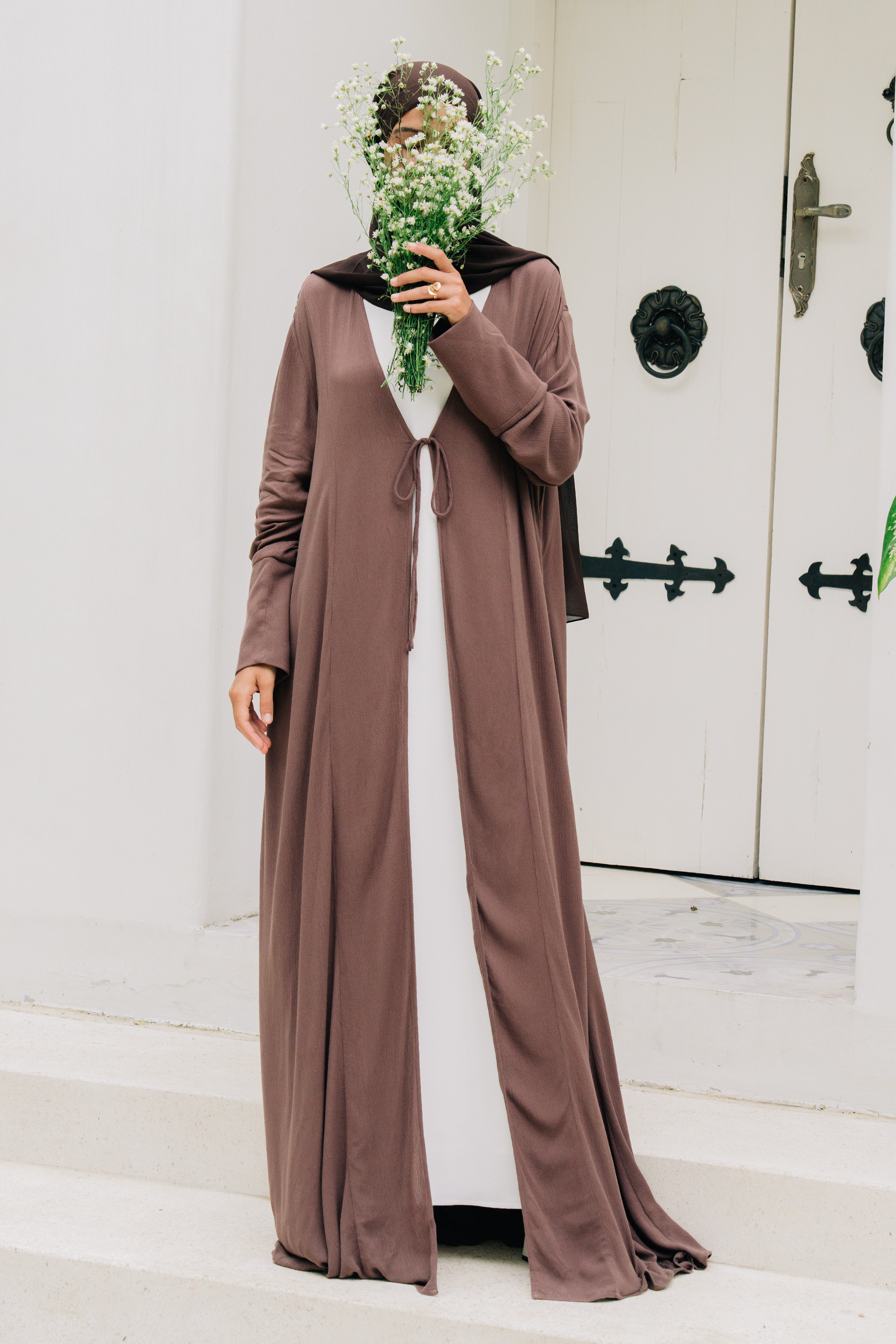 Riwa Open Abaya - Cocoa Dusk
