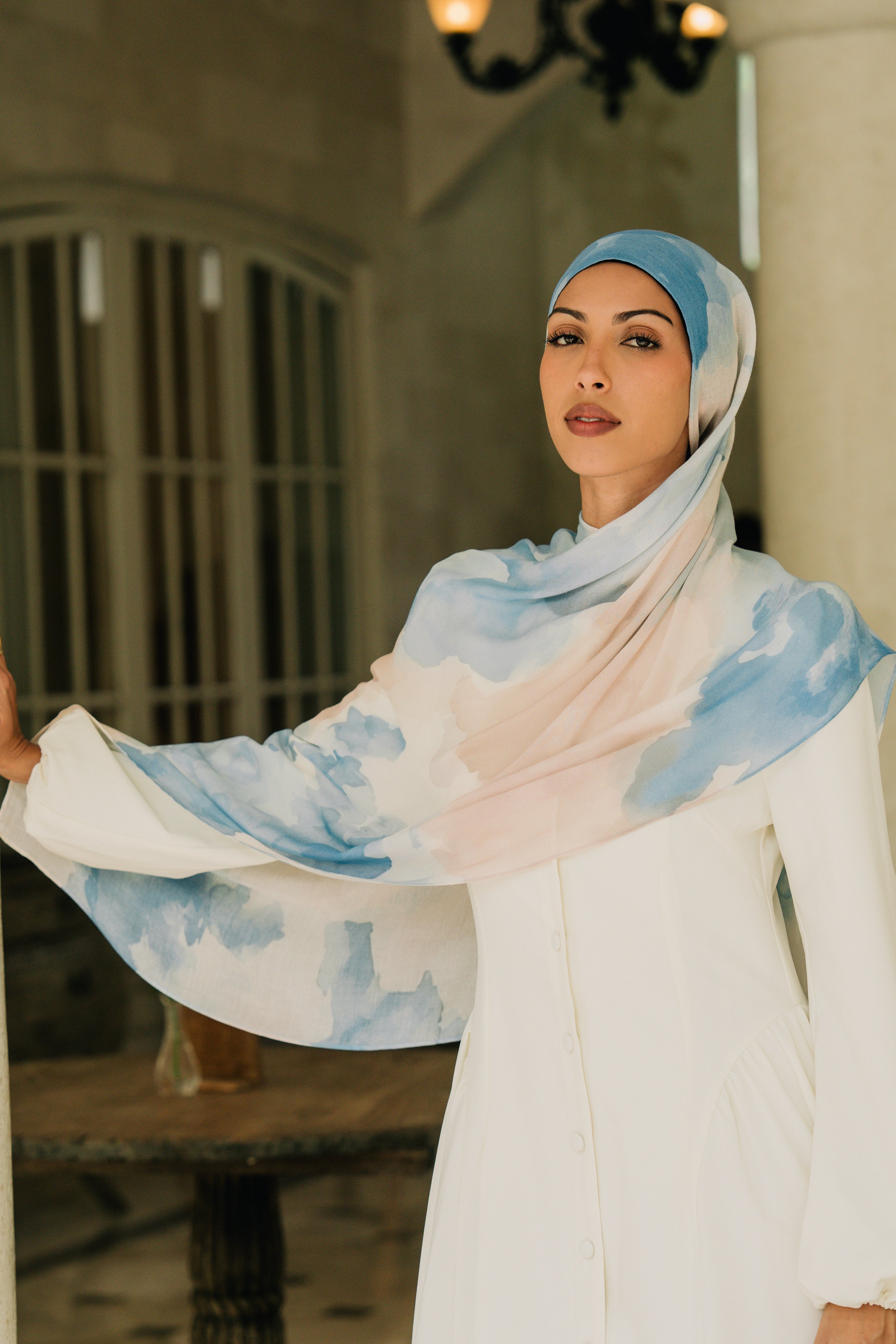 Printed Modal Hijab - Sky Mist