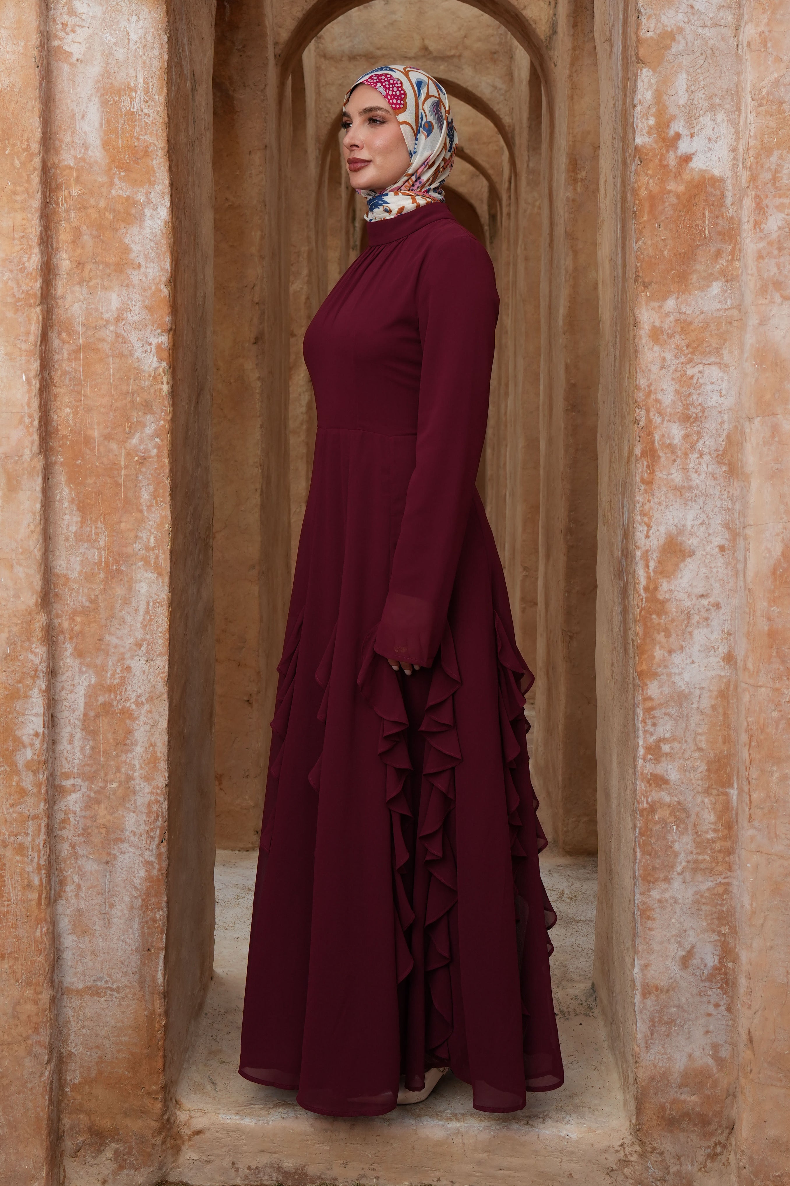 Mara Maxi Dress - Burgundy - Modern Hijabi