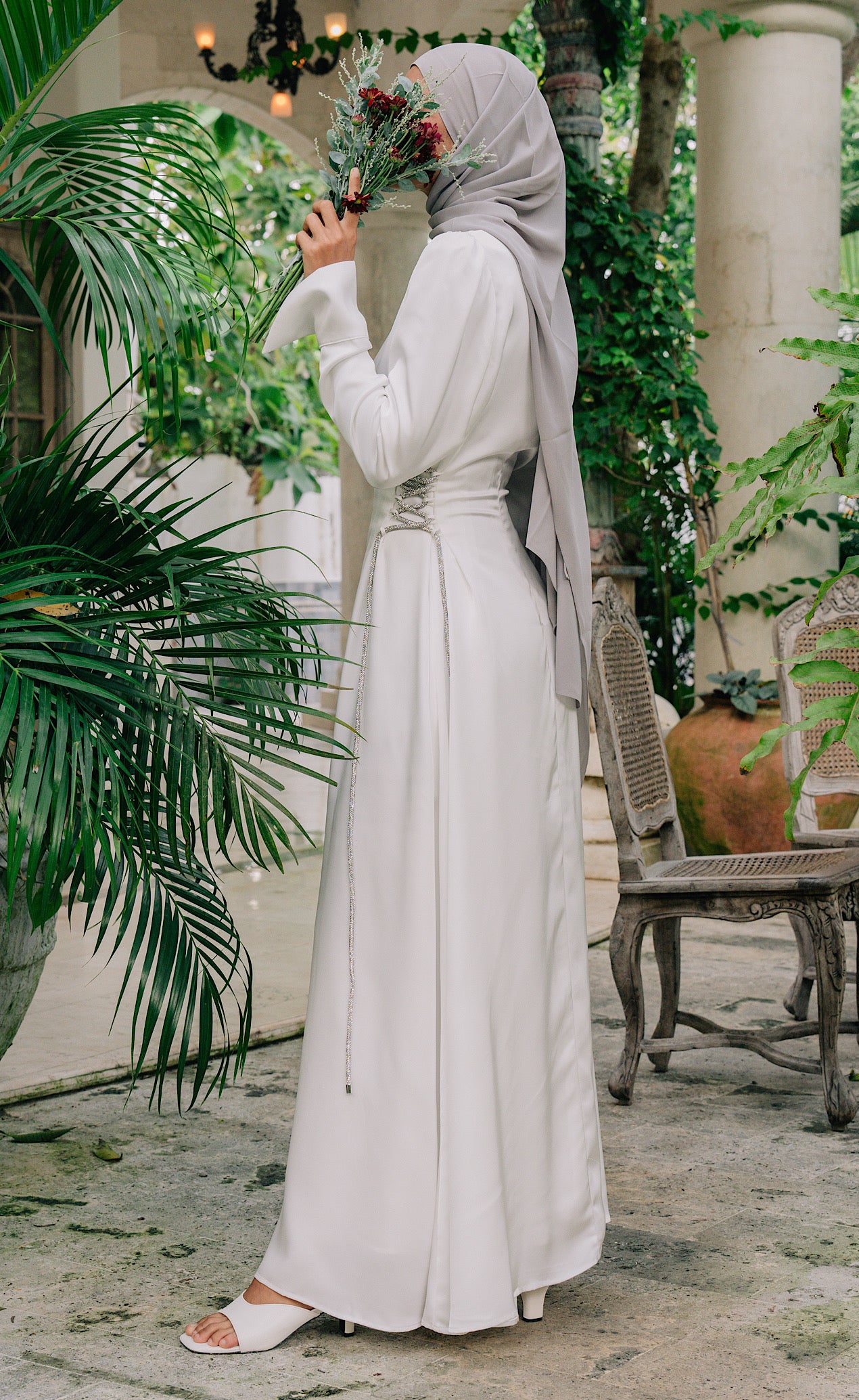 Crystal Lace-Up Maxi - White