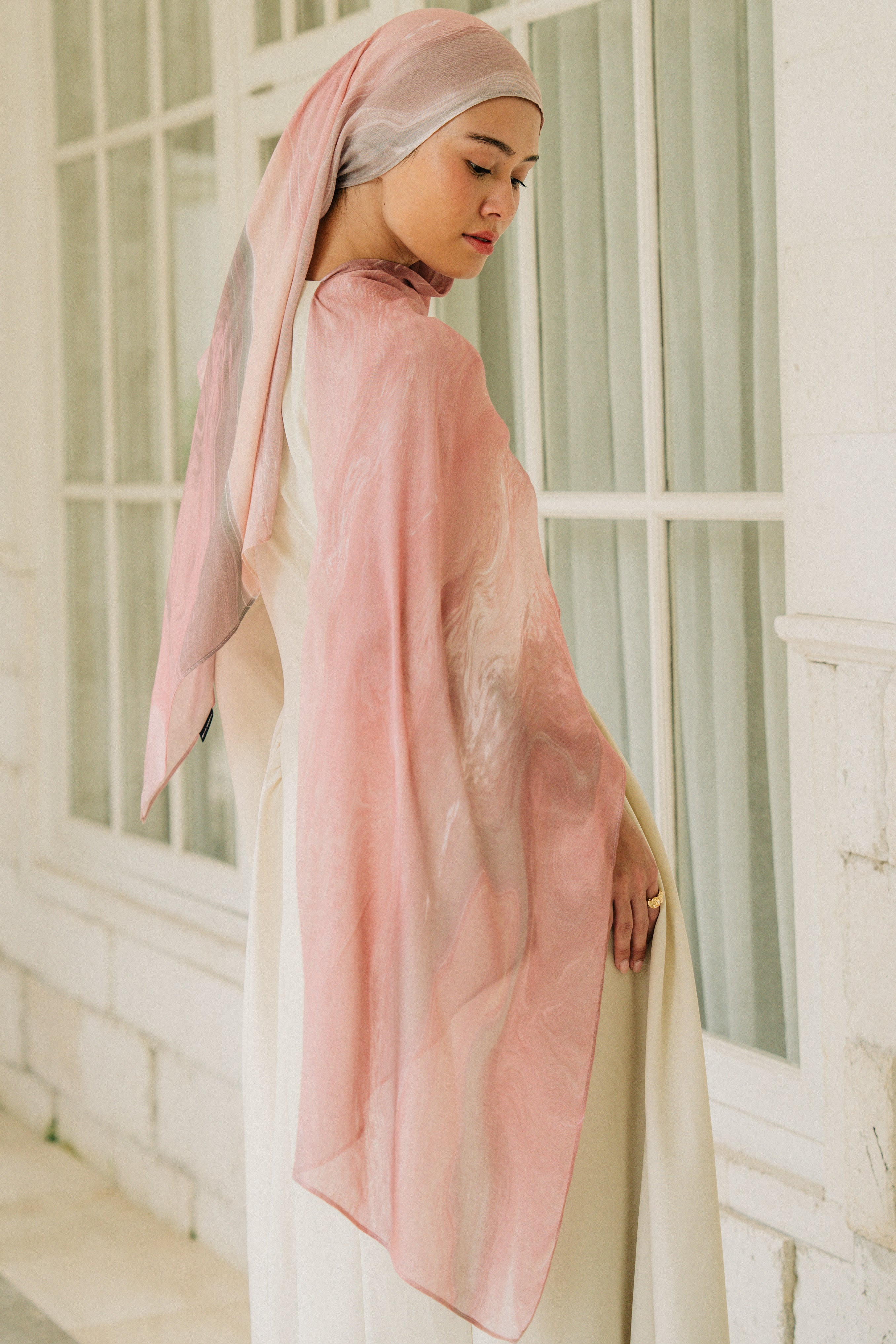 Printed Modal Hijab - Sandy Rose