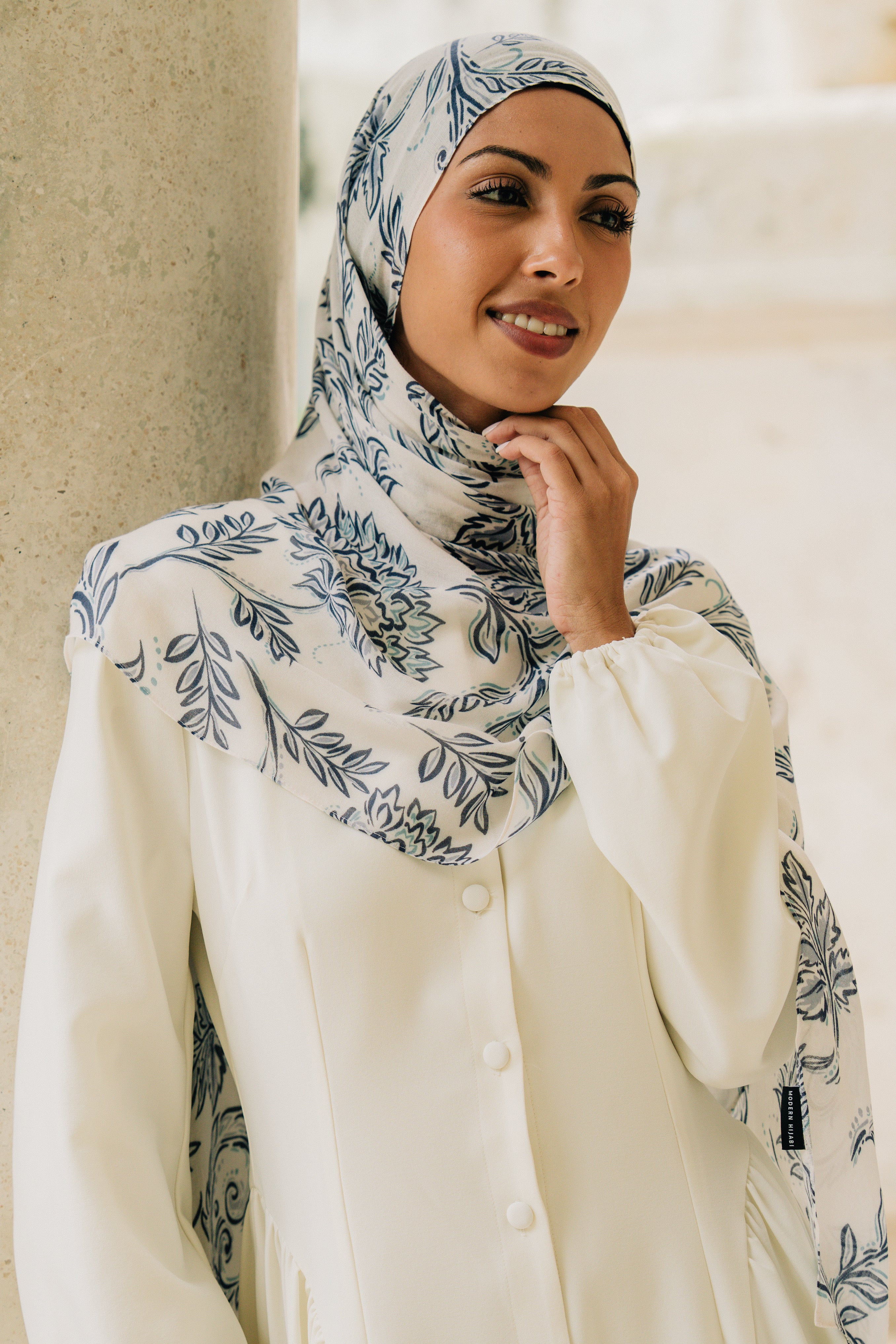Printed Modal Hijab - Navy Garden
