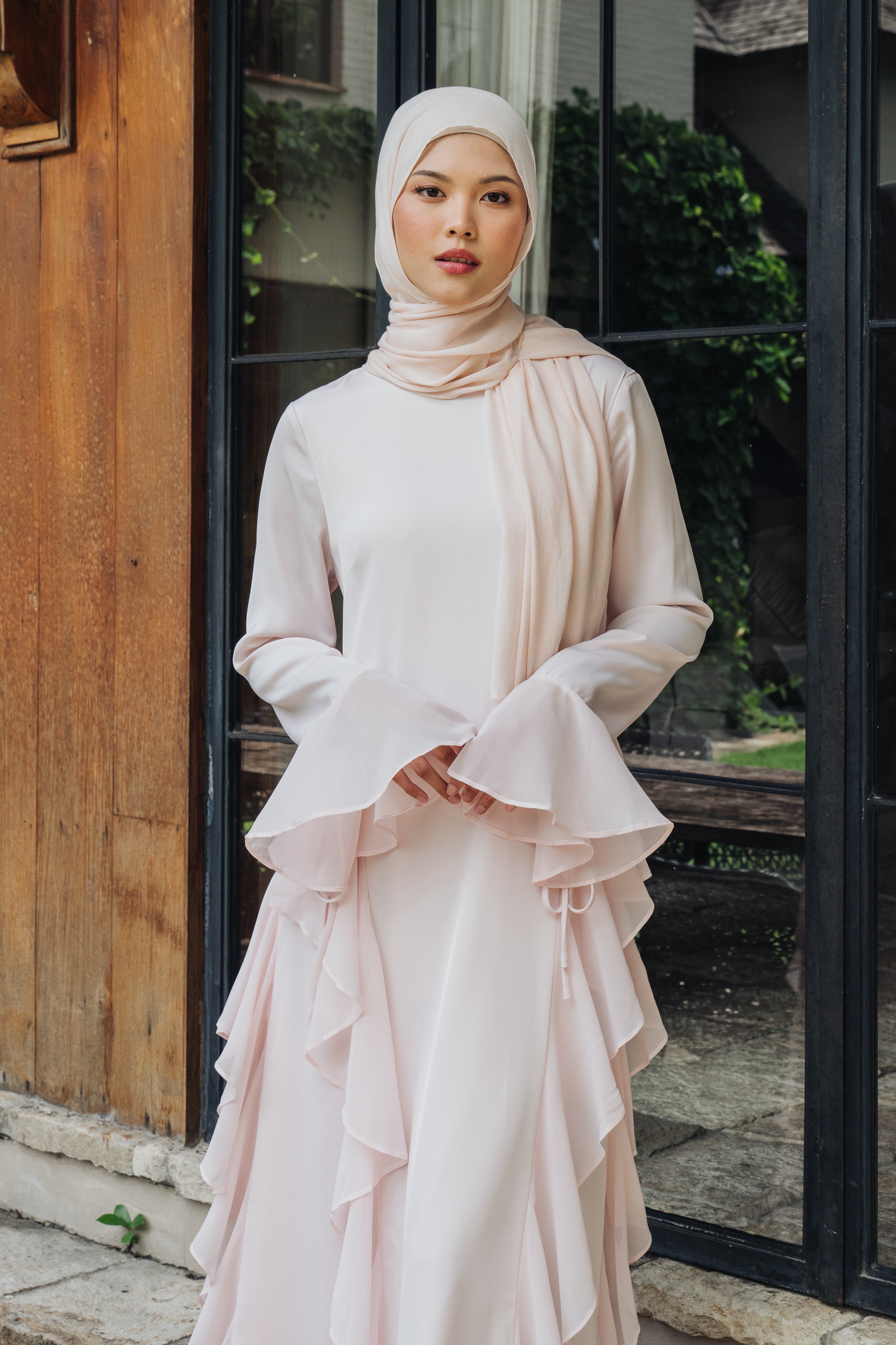 Alyah Satin Maxi Dress - Baby Pink