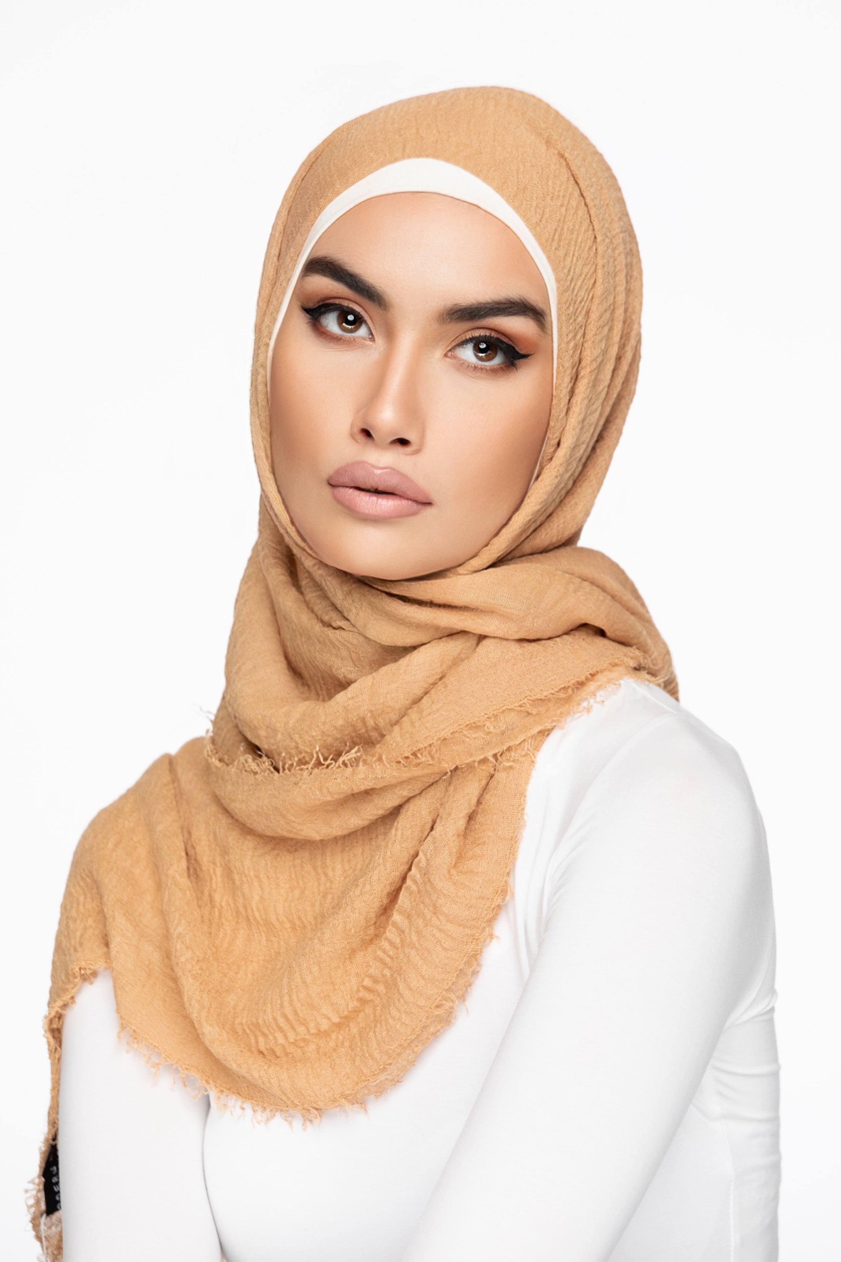 Cotton Crinkle Hijab - Bronzed Beige