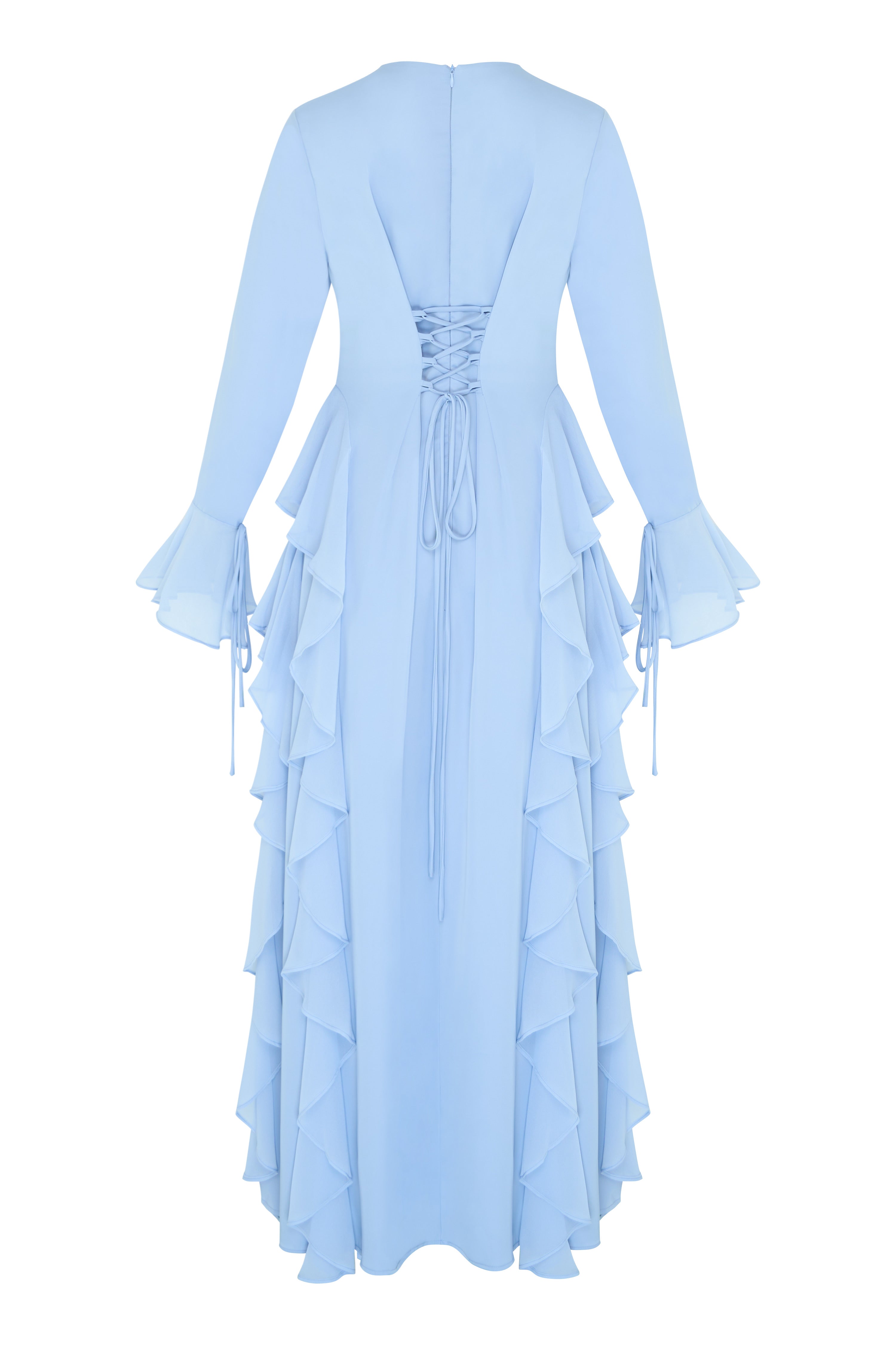 Alyah Satin Maxi Dress - Baby Blue