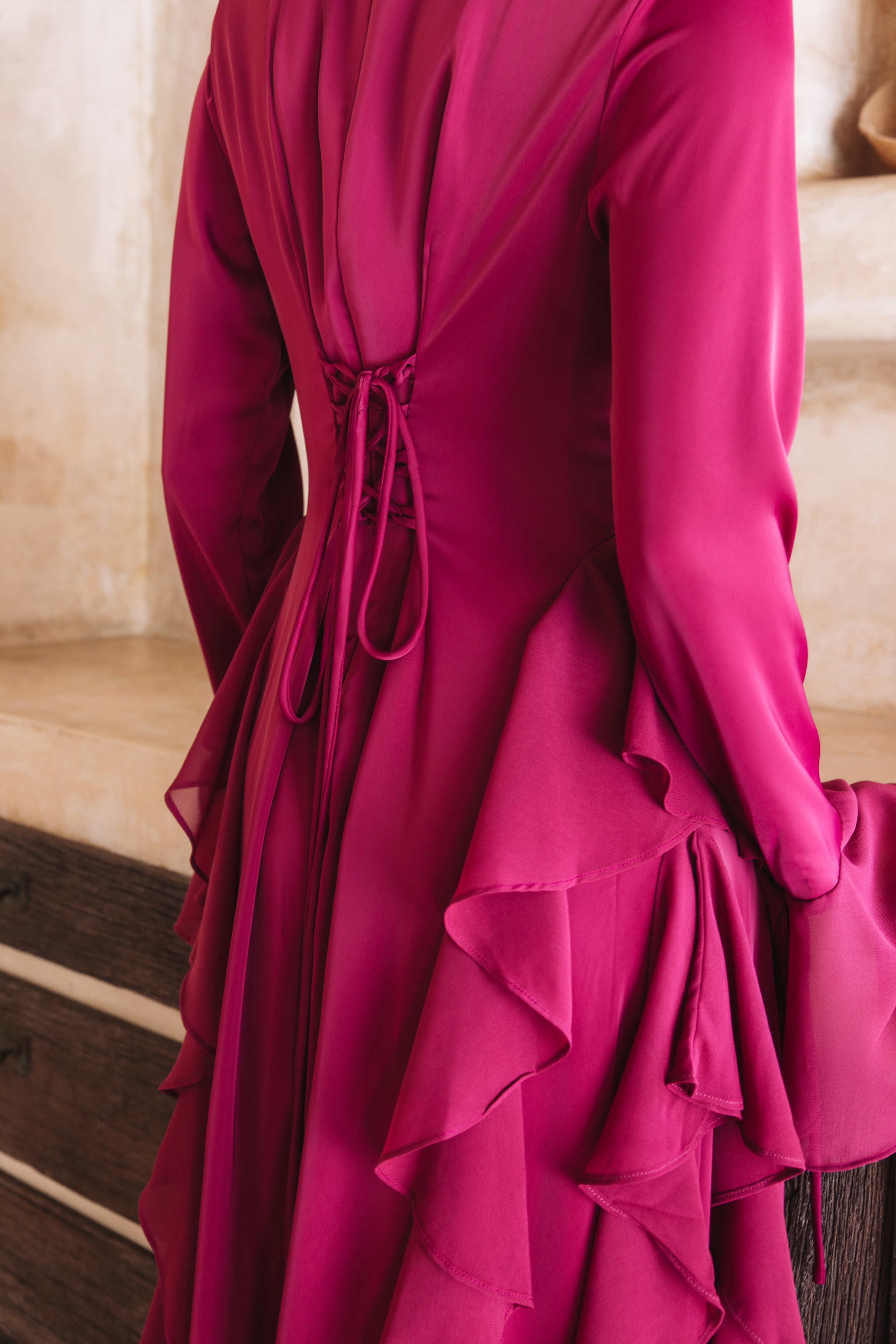 Alyah Satin Maxi Dress - Malbec
