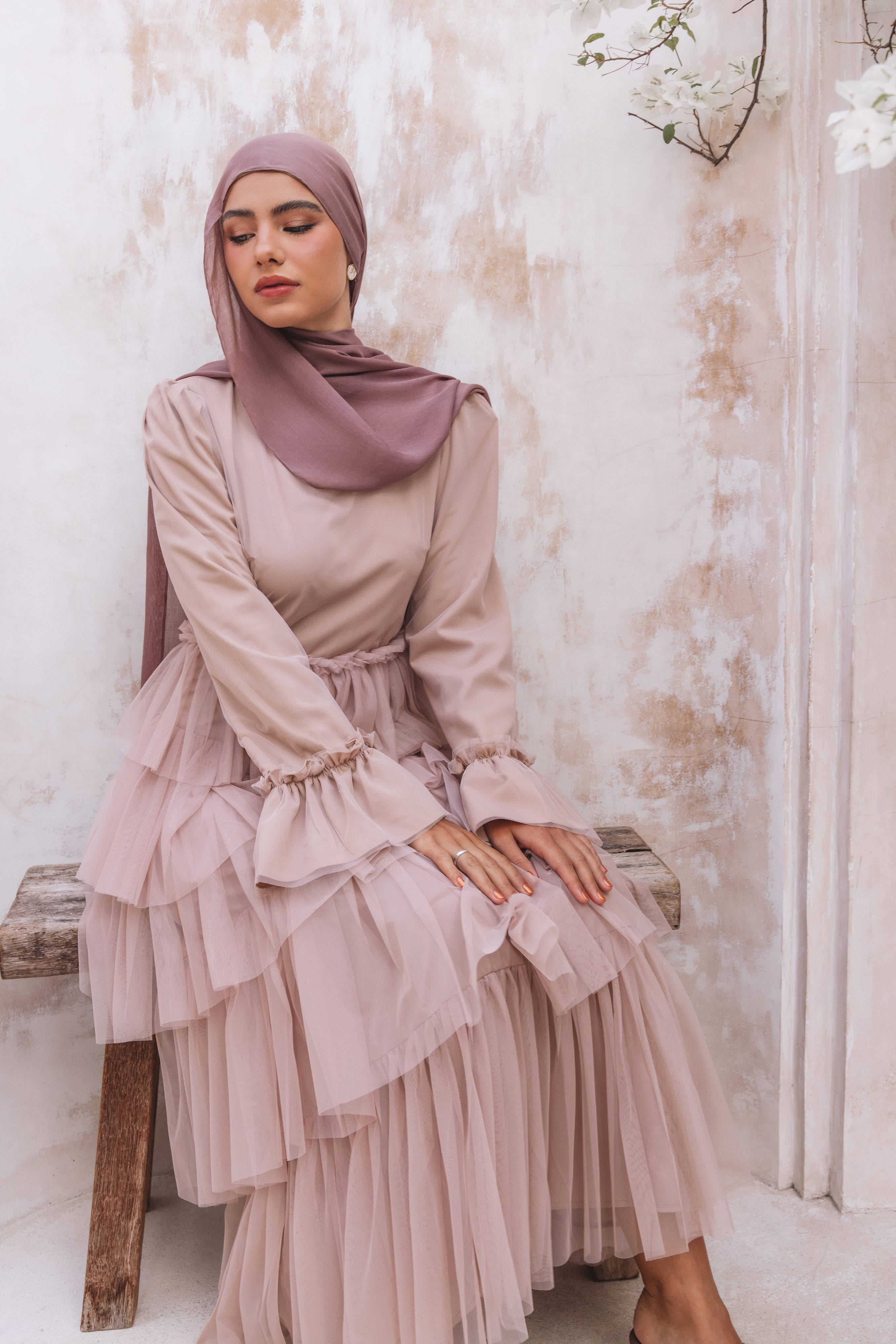 Leya Layered Maxi Dress - Nude