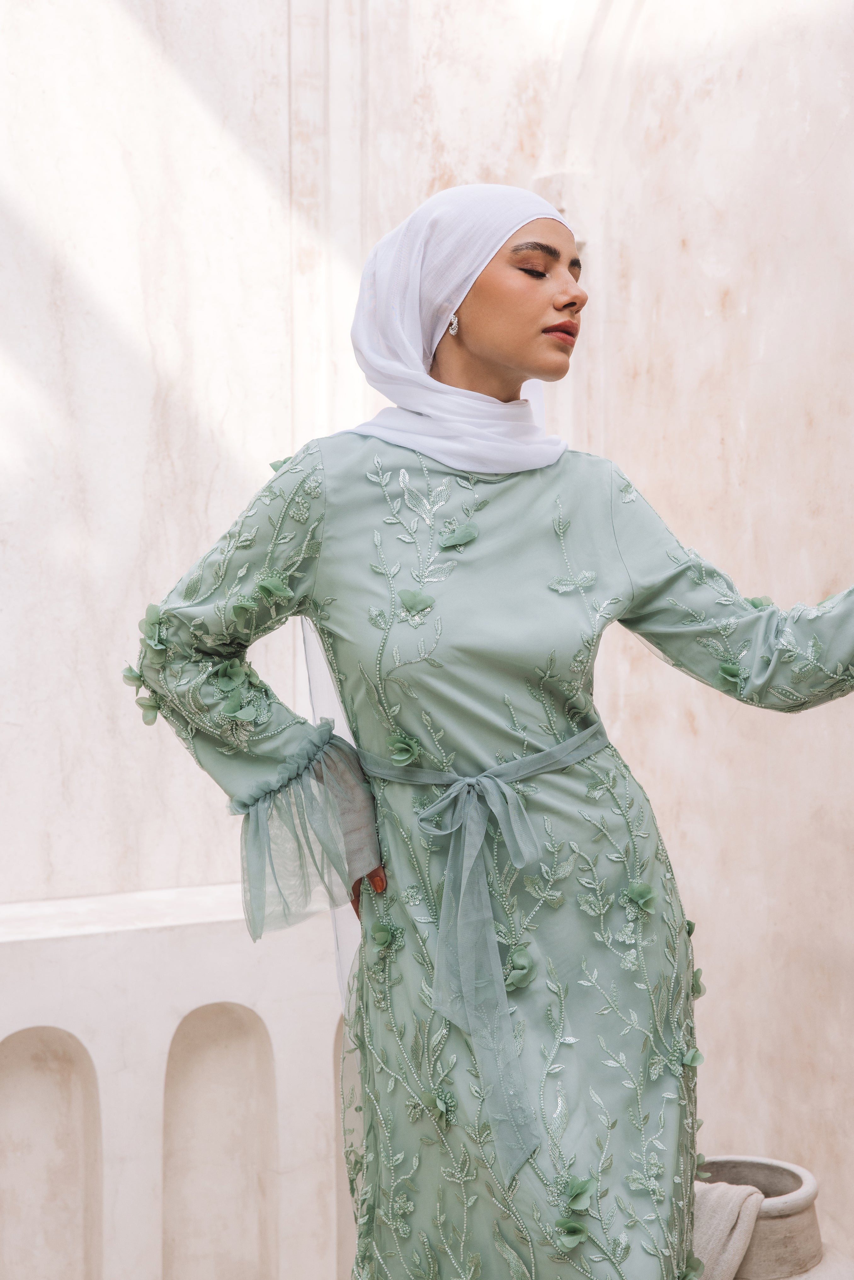 Layan formal Dress - Mint Green