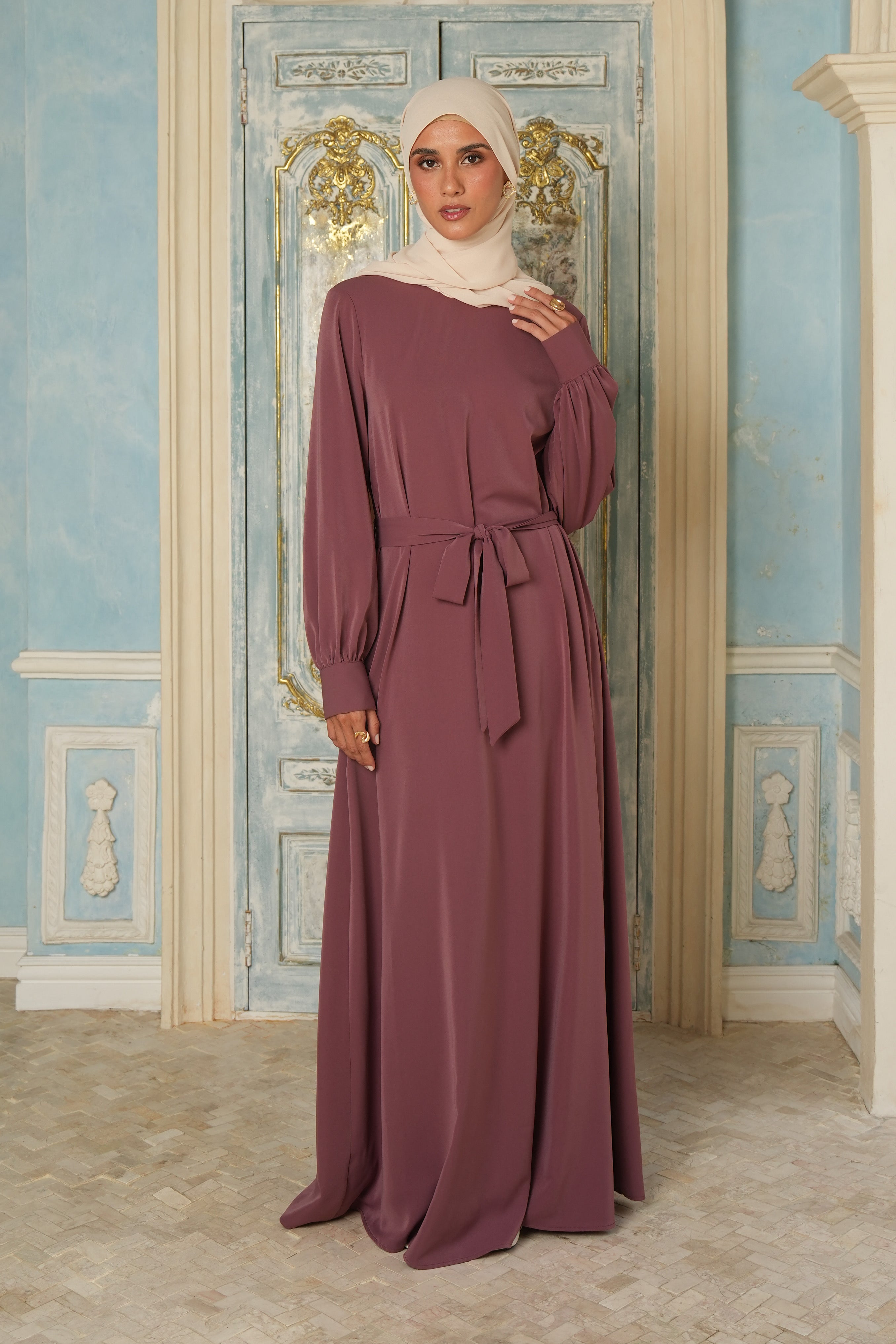 Mauve Plain Maxi Dress