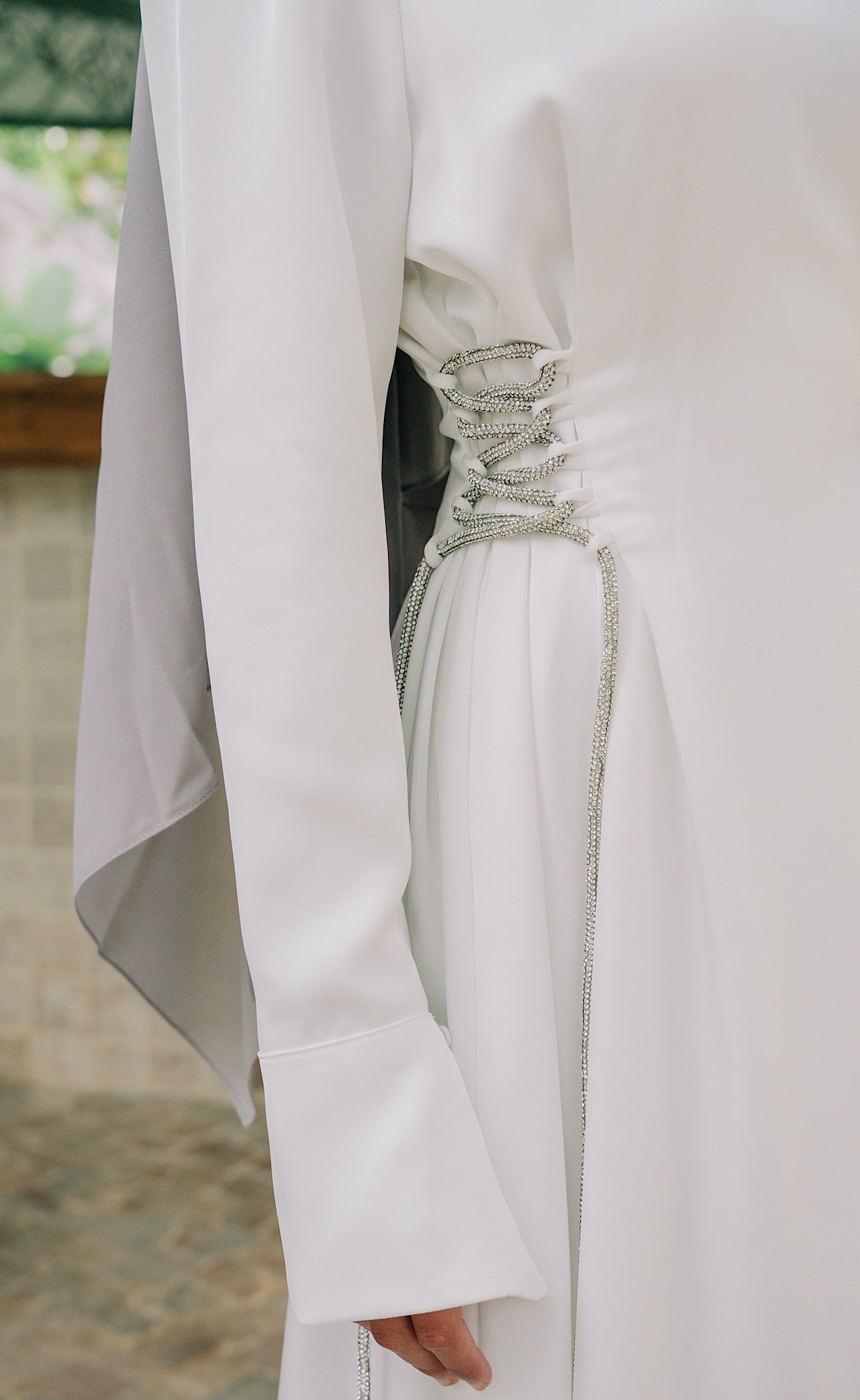 Crystal Lace-Up Maxi - White