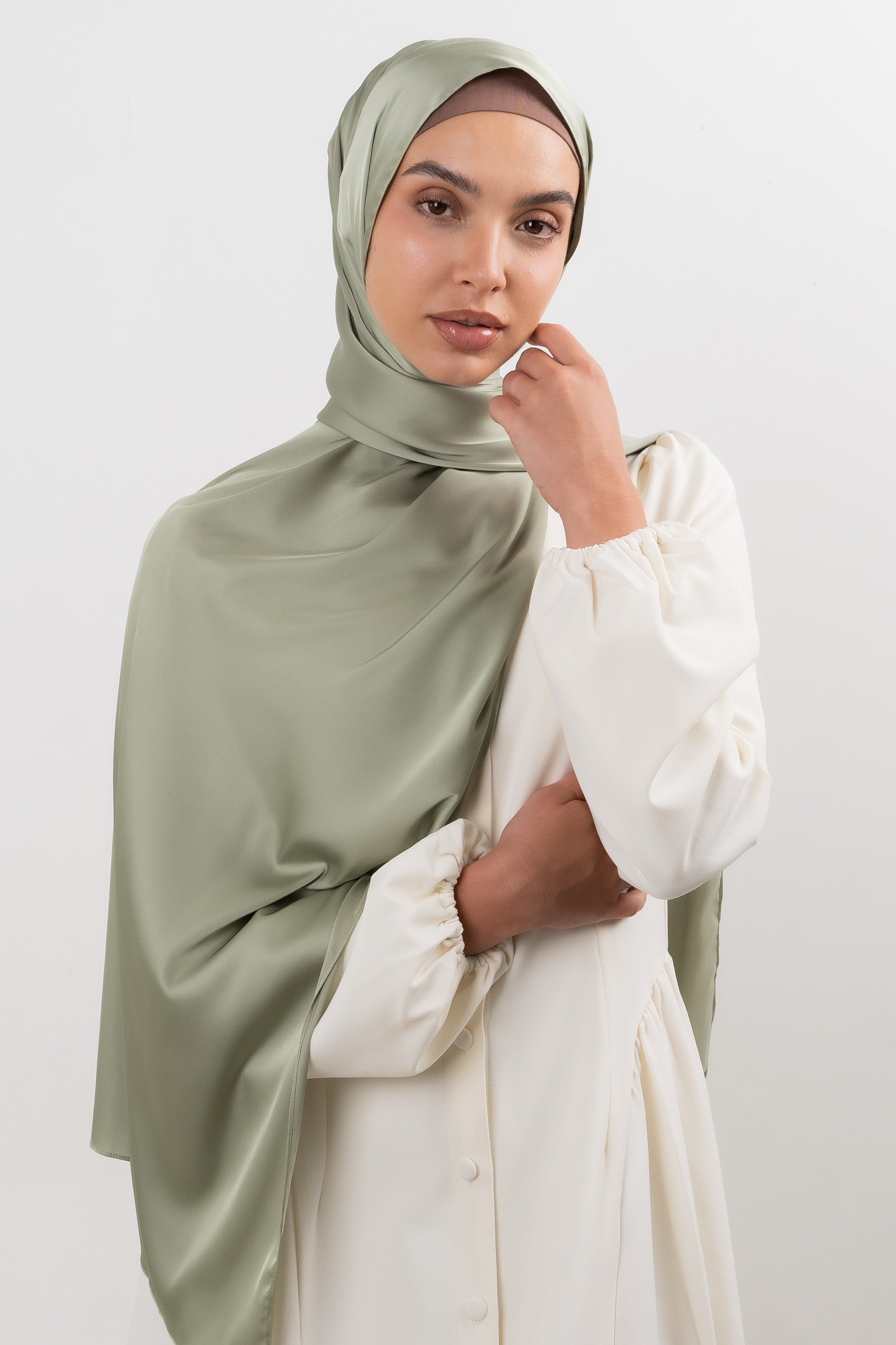 Premium Satin Hijab - Sage Green