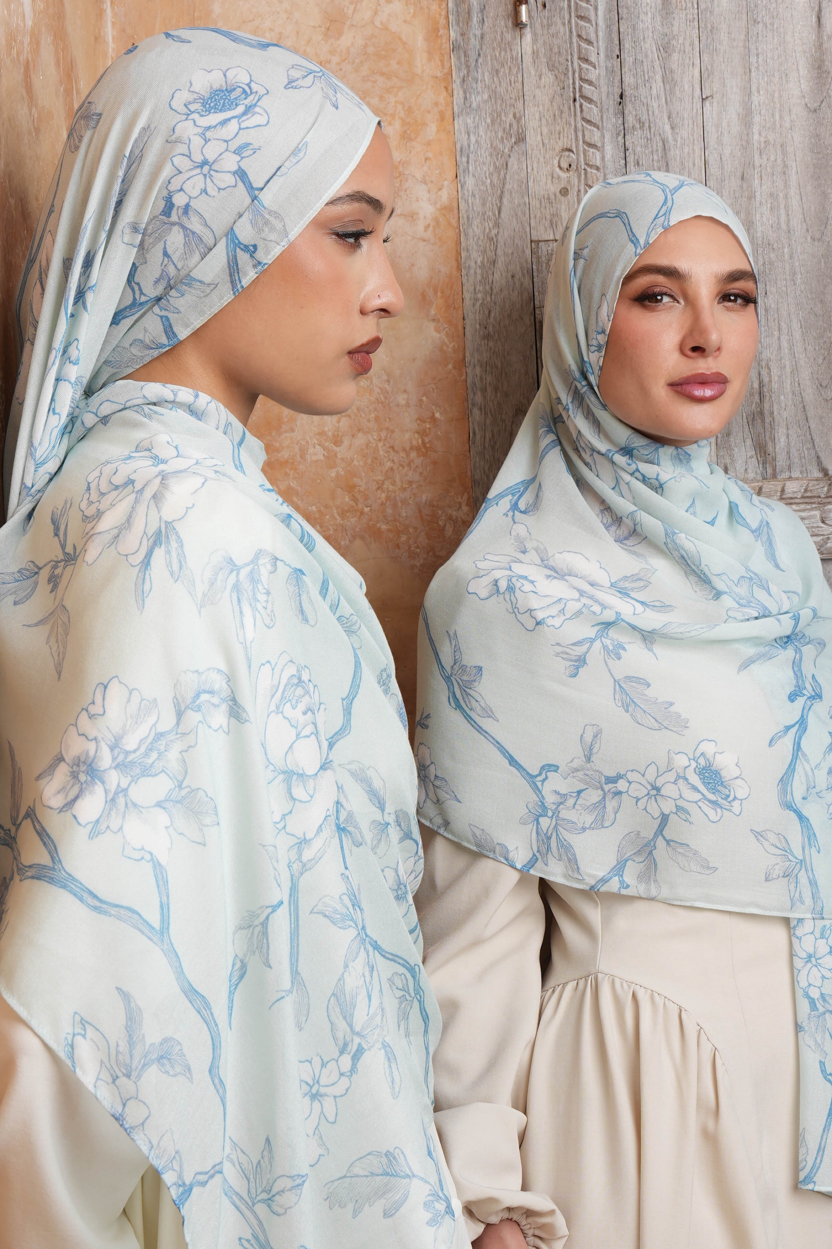 Printed Modal Hijab - Blue Riverie - Modern Hijabi