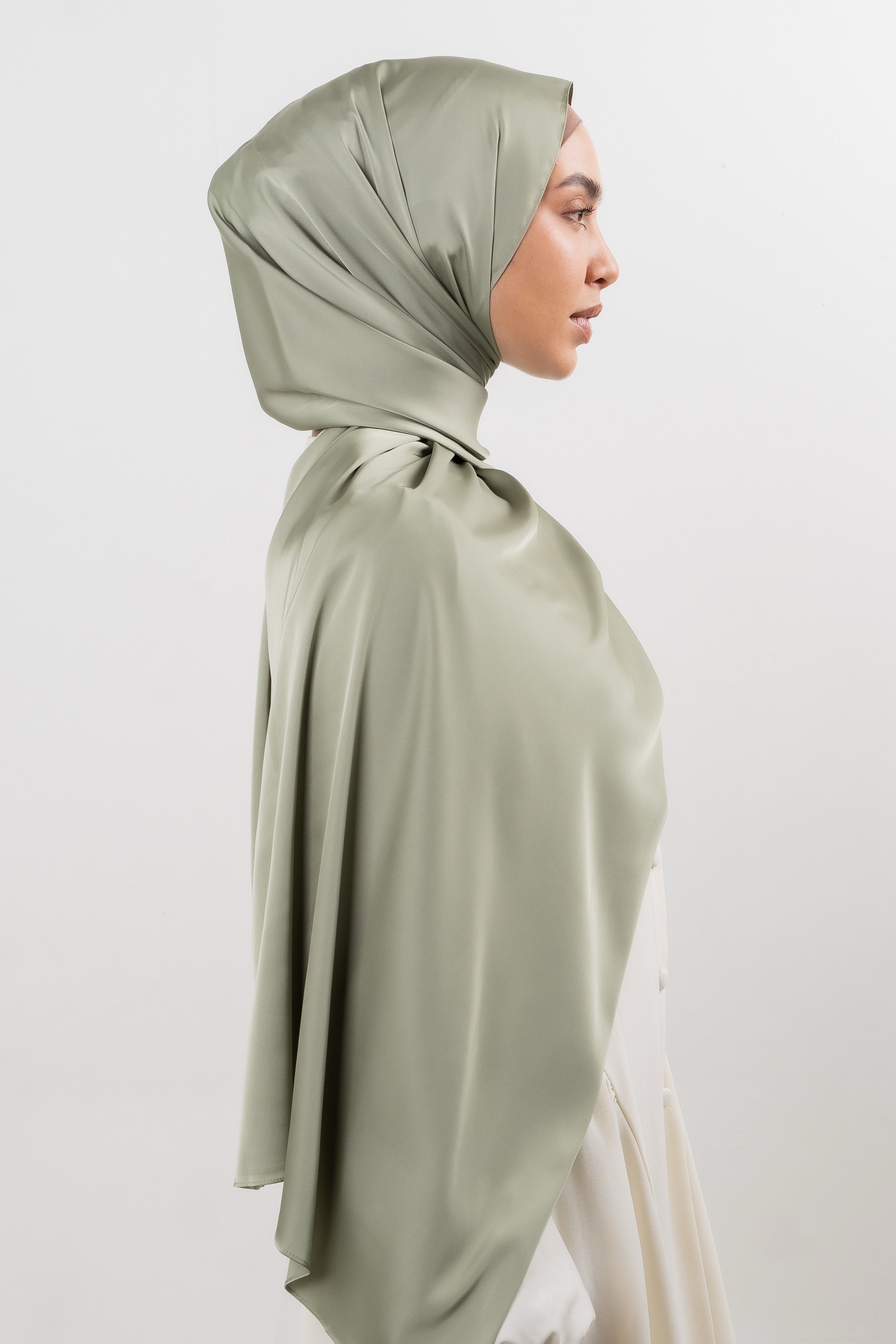 Premium Satin Hijab - Sage Green