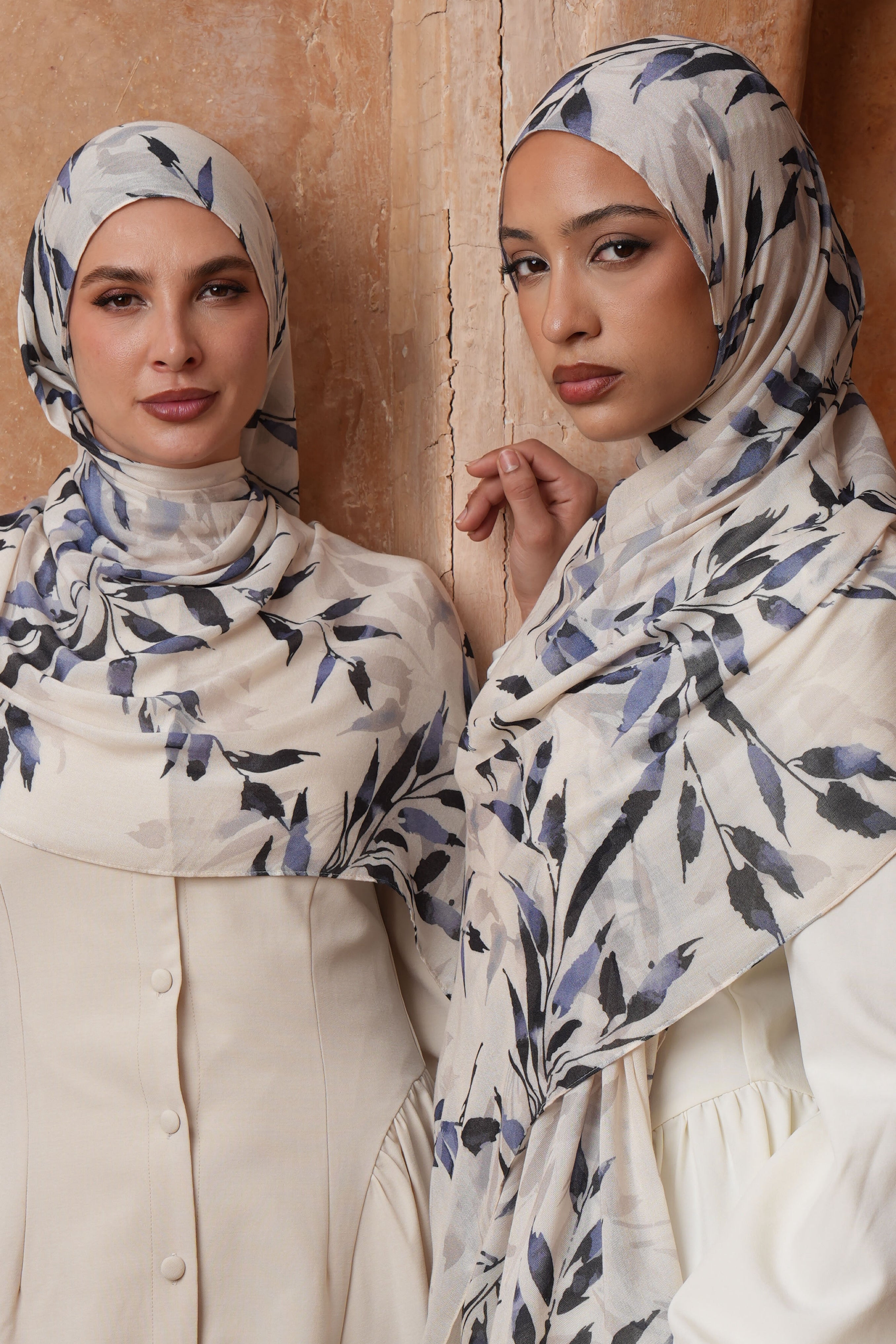 Printed Modal Hijab - Porcelain Willow - Modern Hijabi