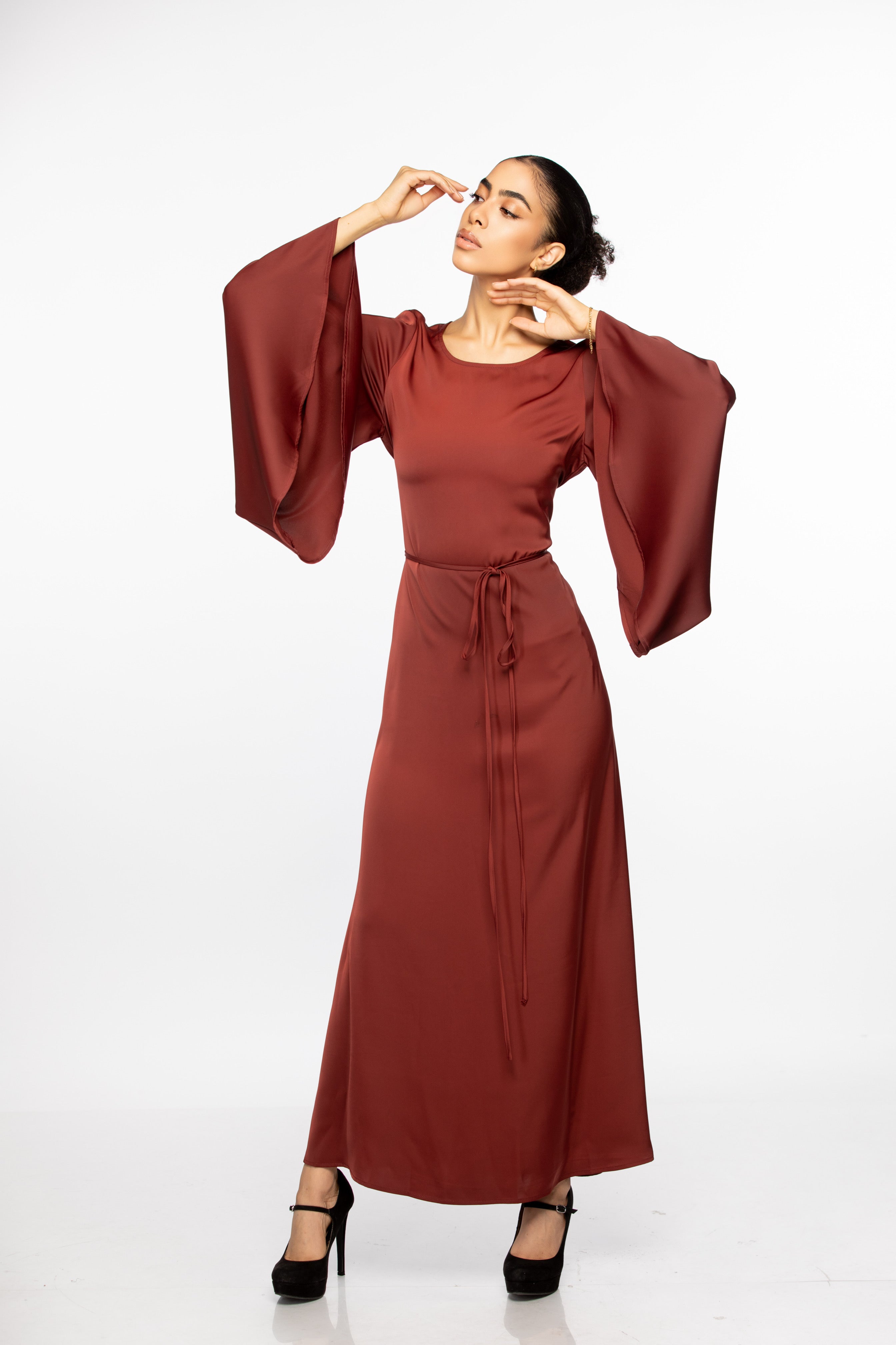 Elhora Wide-sleeve Maxi - Maroon
