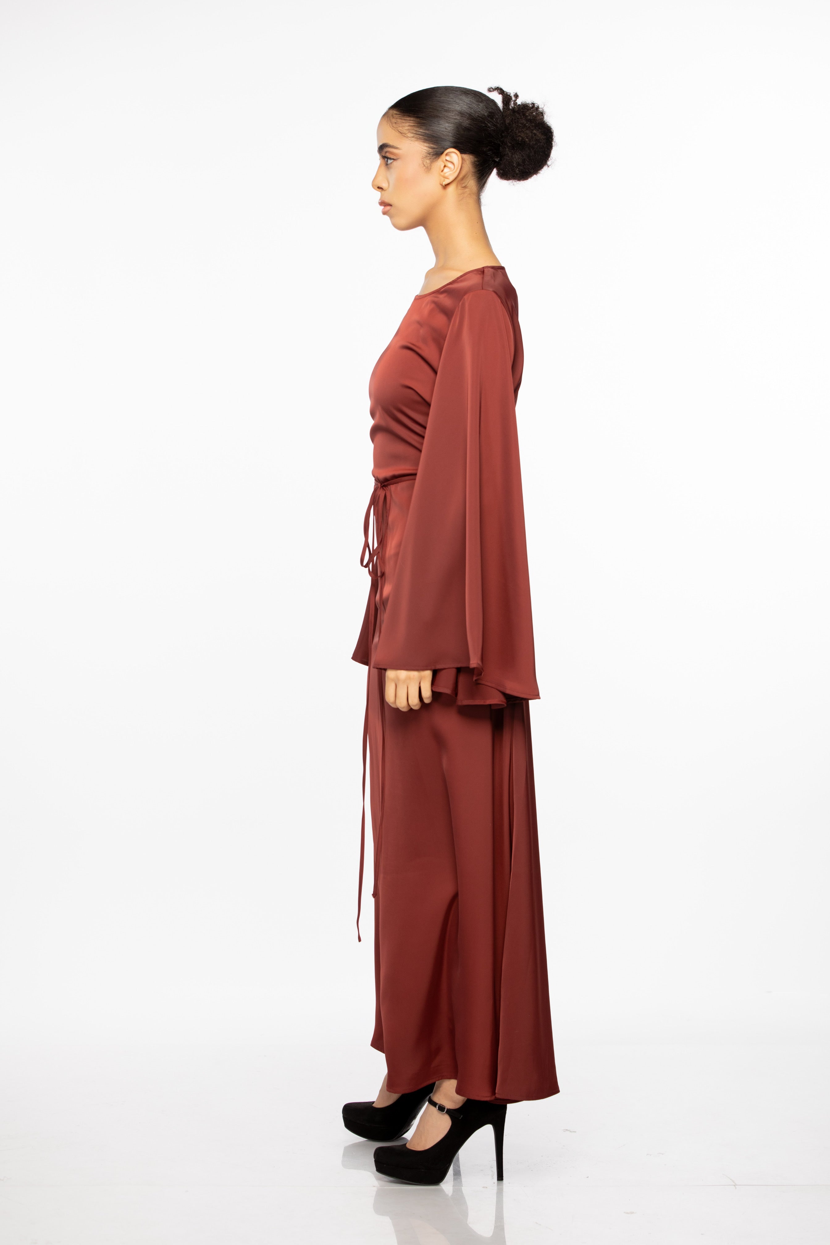 Elhora Wide-sleeve Maxi - Maroon