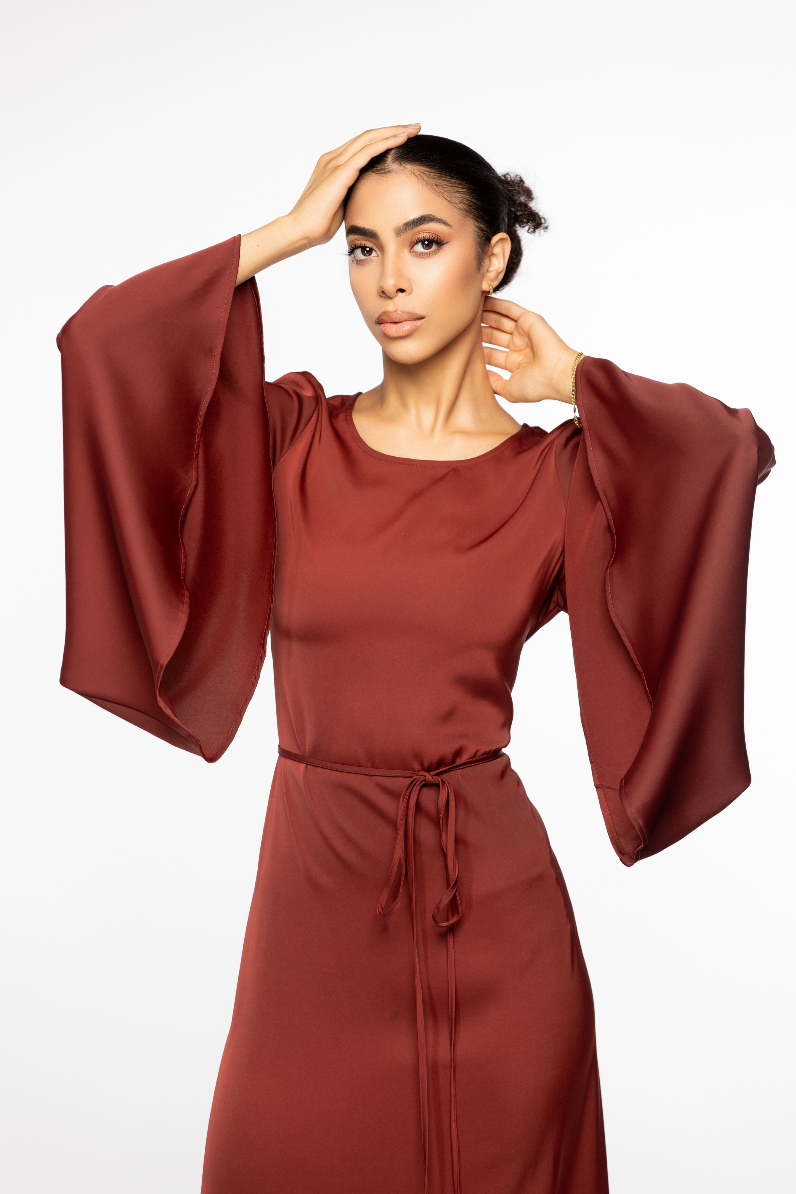 Elhora Wide-sleeve Maxi - Maroon