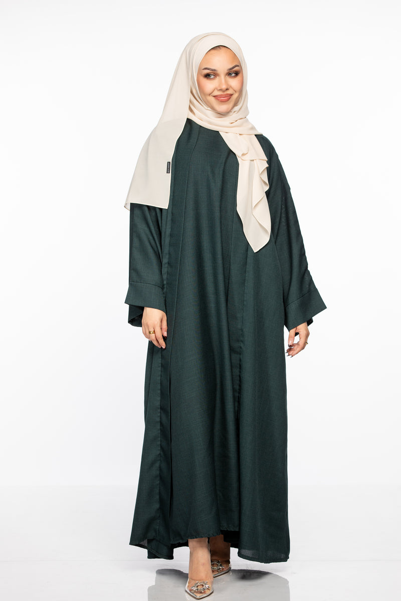 Israa Textured Abaya Set - Emerald