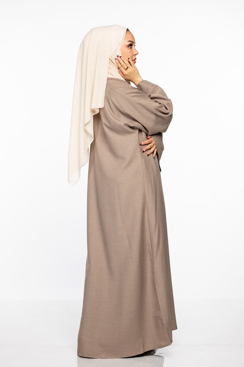 Israa Textured Abaya Set - Taupe