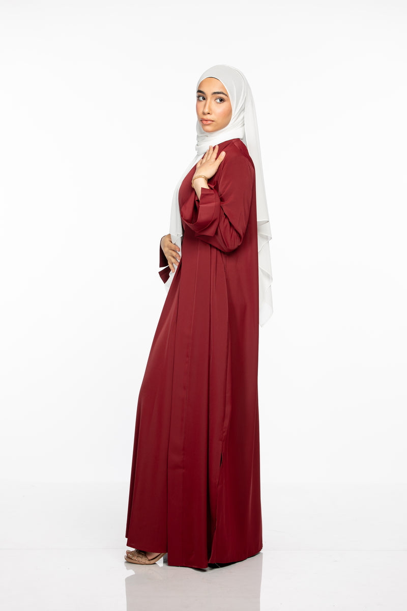 Marwa 3 piece Abaya Set - Maroon