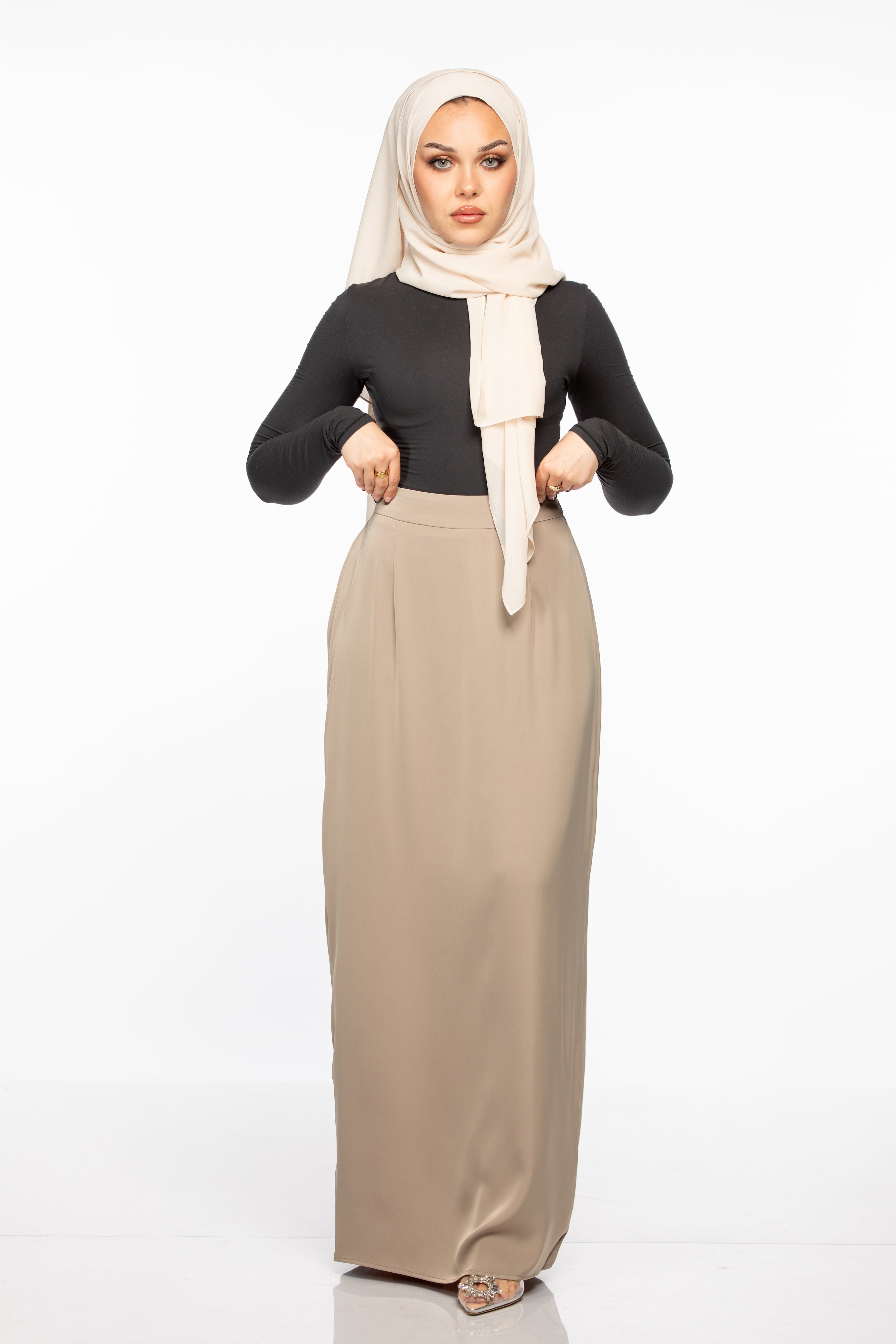 Laila Satin Skirt - Nude