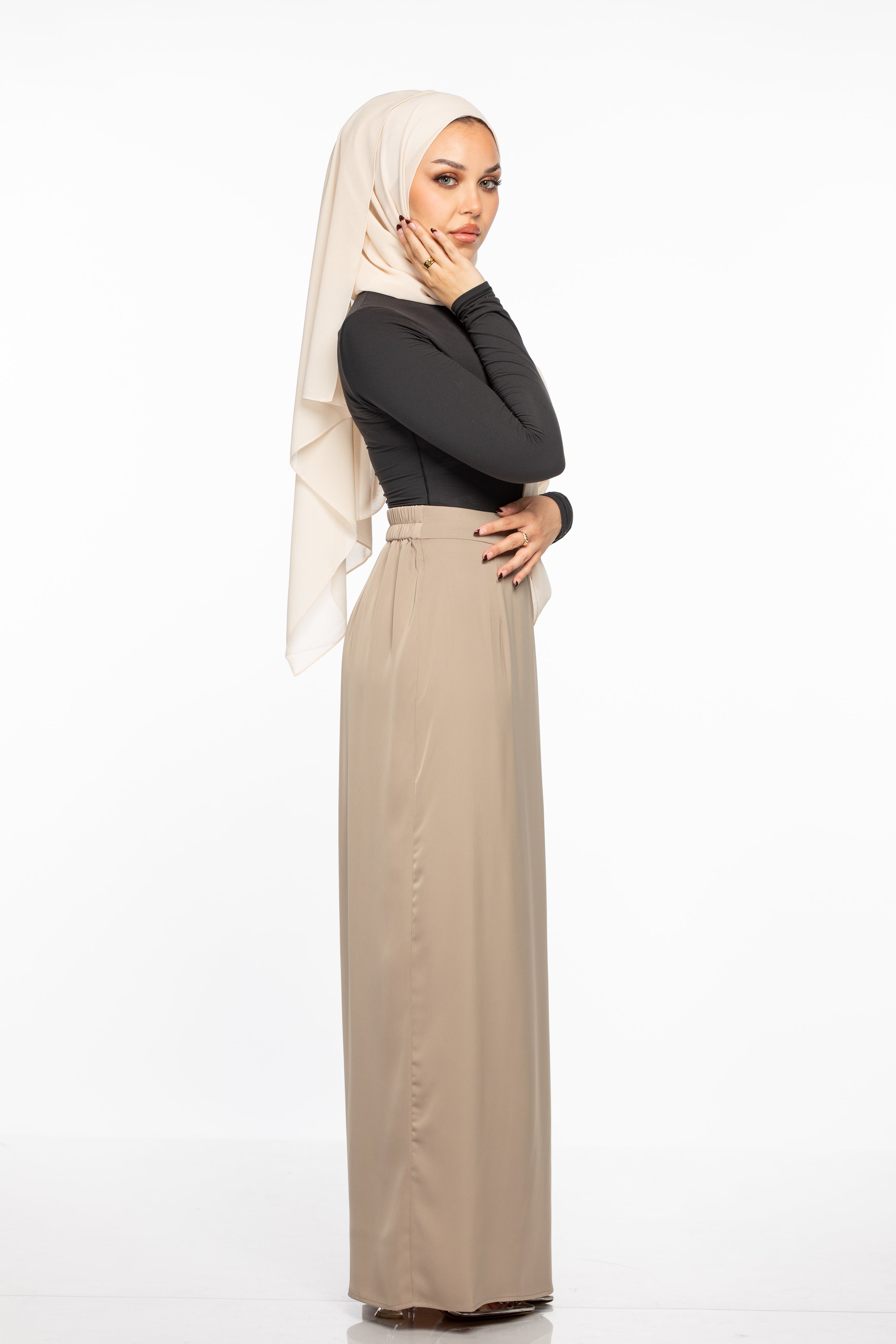 Laila Satin Skirt - Nude