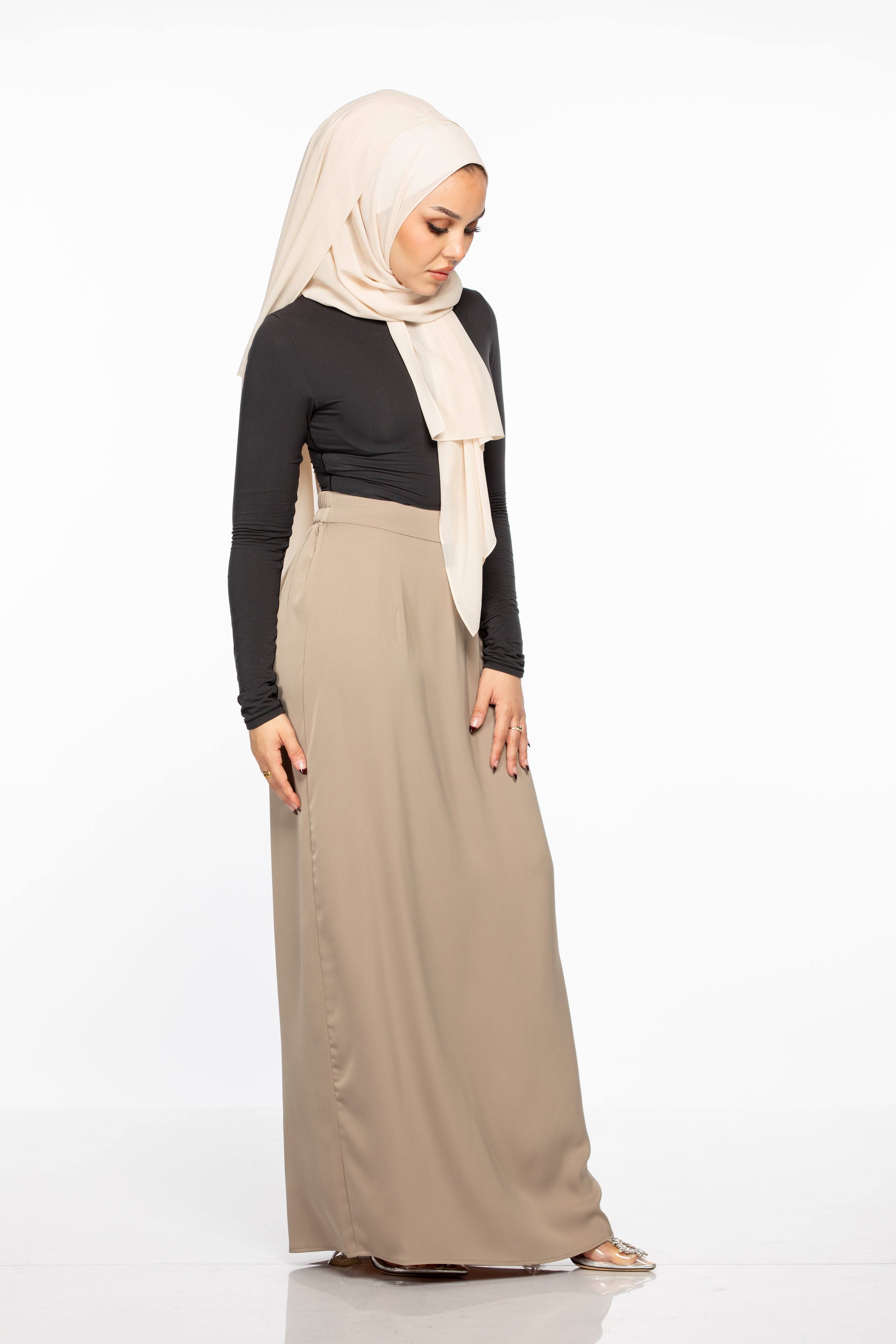 Laila Satin Skirt - Nude