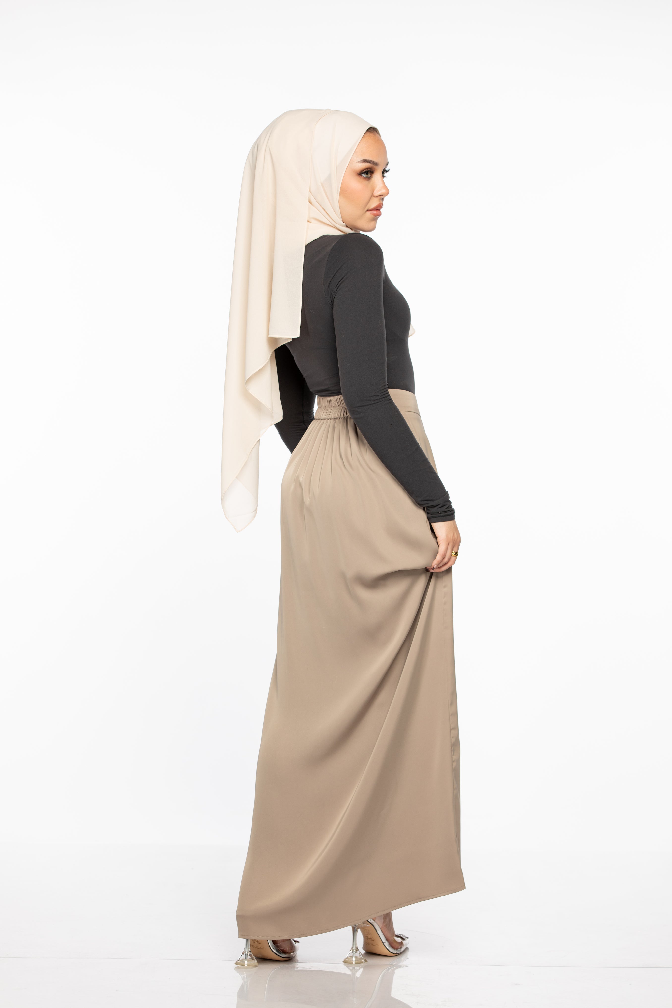 Laila Satin Skirt - Nude