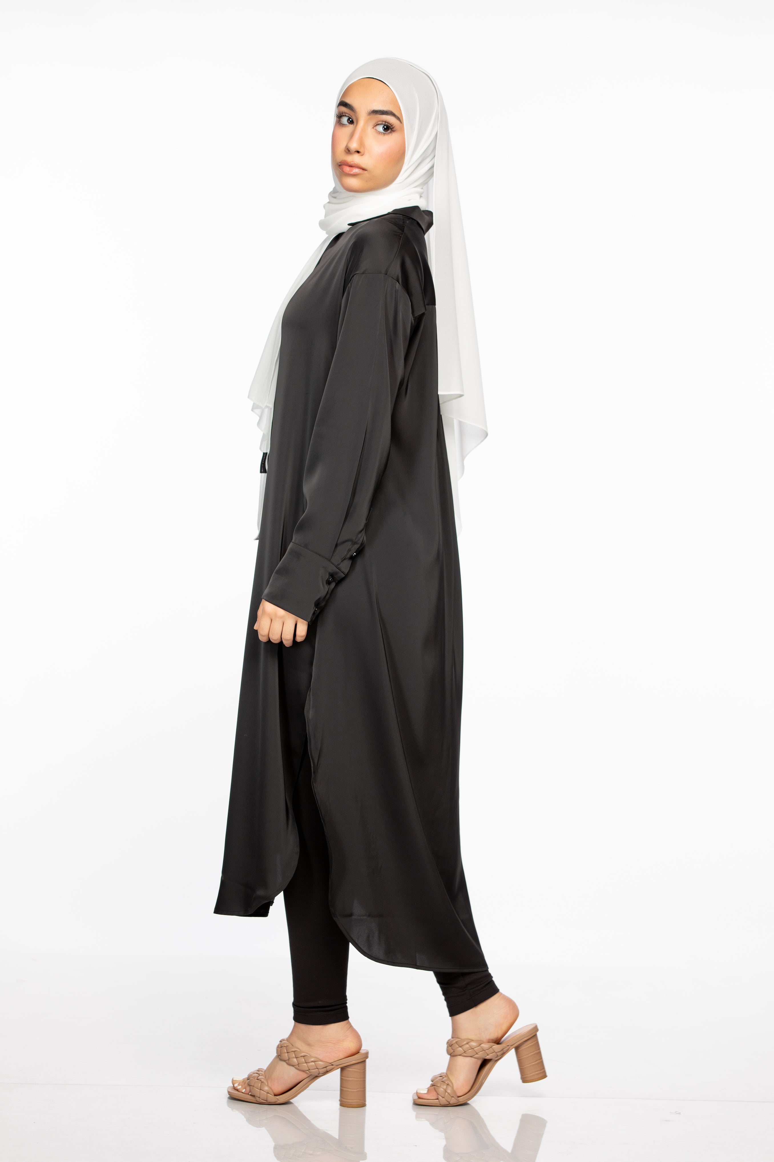 Laila Oversized Shirt Dress - Black