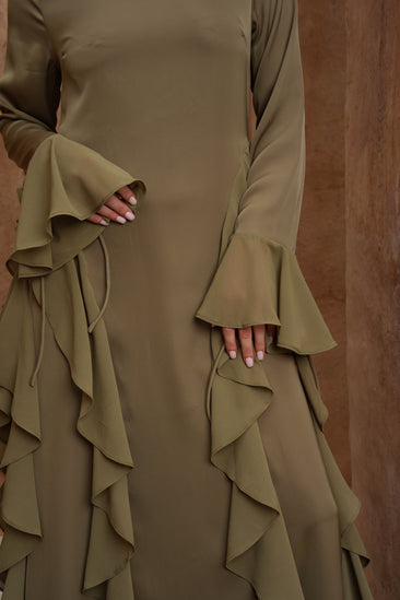 olive green maxi dress long sleeve Long Sleeve Olive Green Maxi Dress Olive Lined Mesh Long Sleeve Maxi Dress  PrettyLittleThing CA