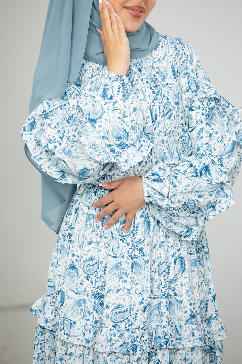 Amal Paisley Dress - Blue