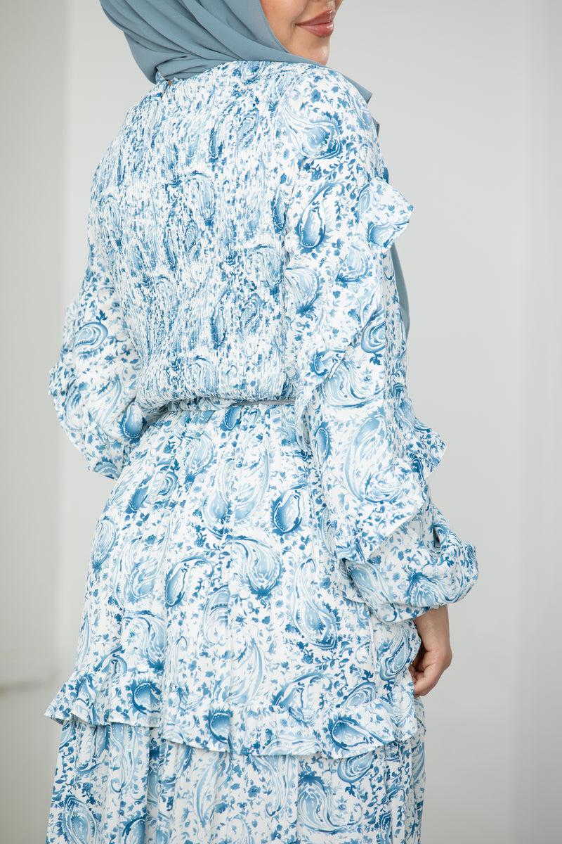 Amal Paisley Dress - Blue