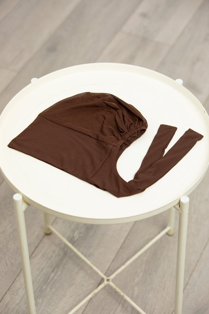 Hijab and Mesh Cap Set - Brown