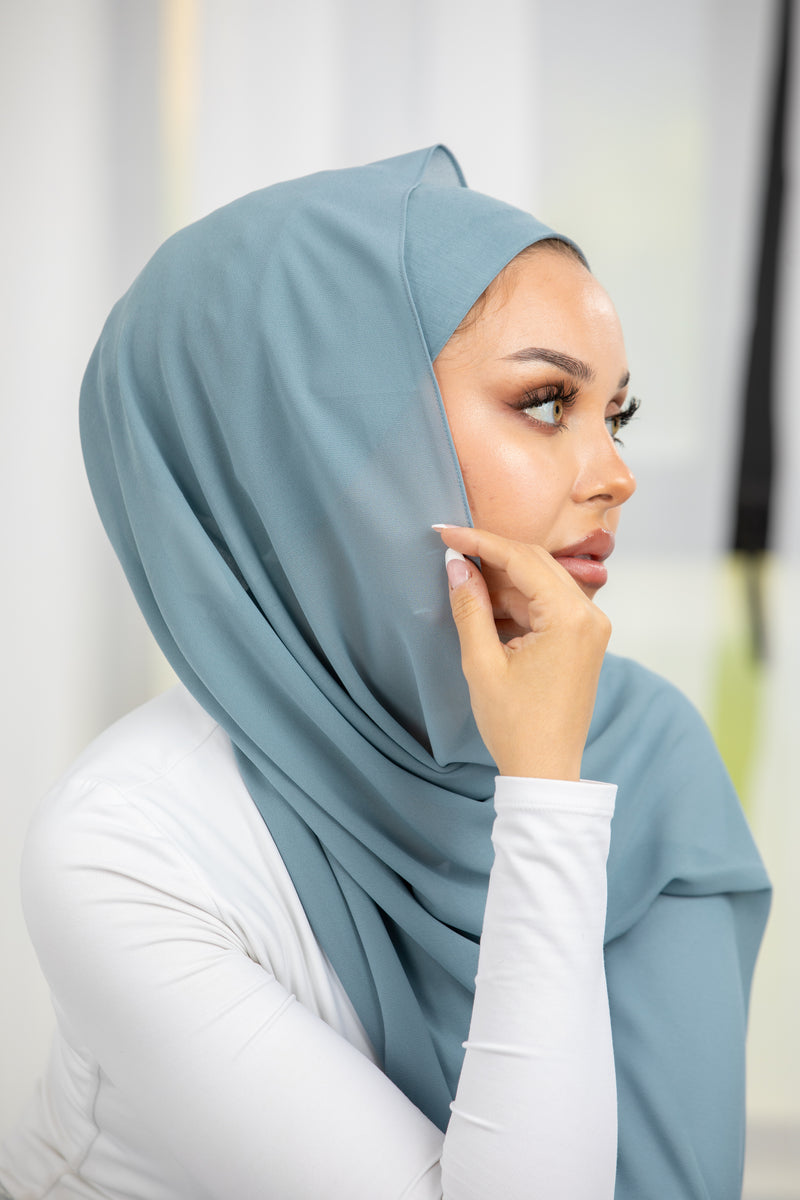 Hijab and Mesh Cap Set - Baby Blue