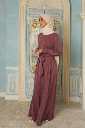 Mauve Plain Maxi Dress