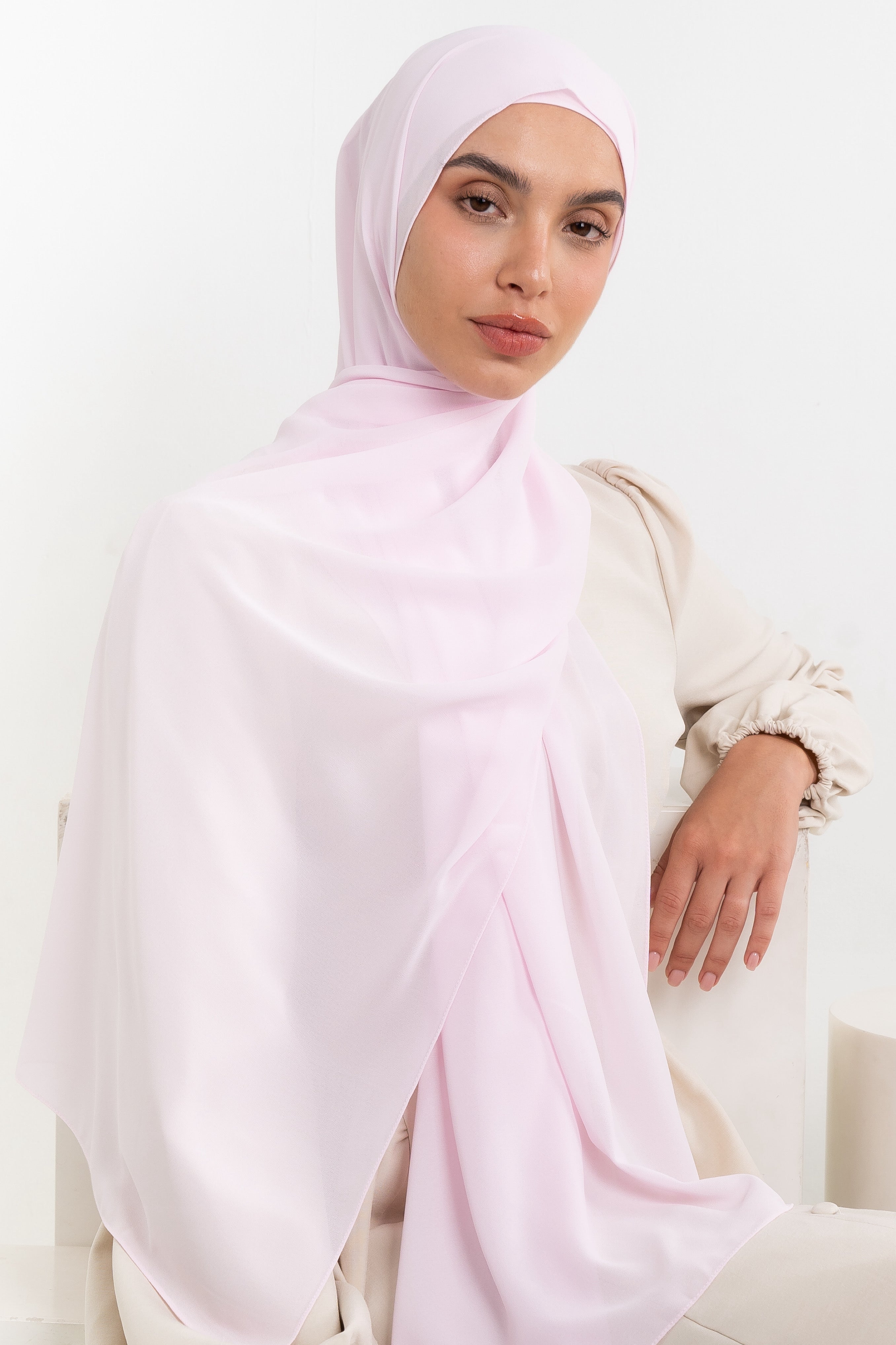 Chiffon Hijab Set - Baby Pink - Modern Hijabi
