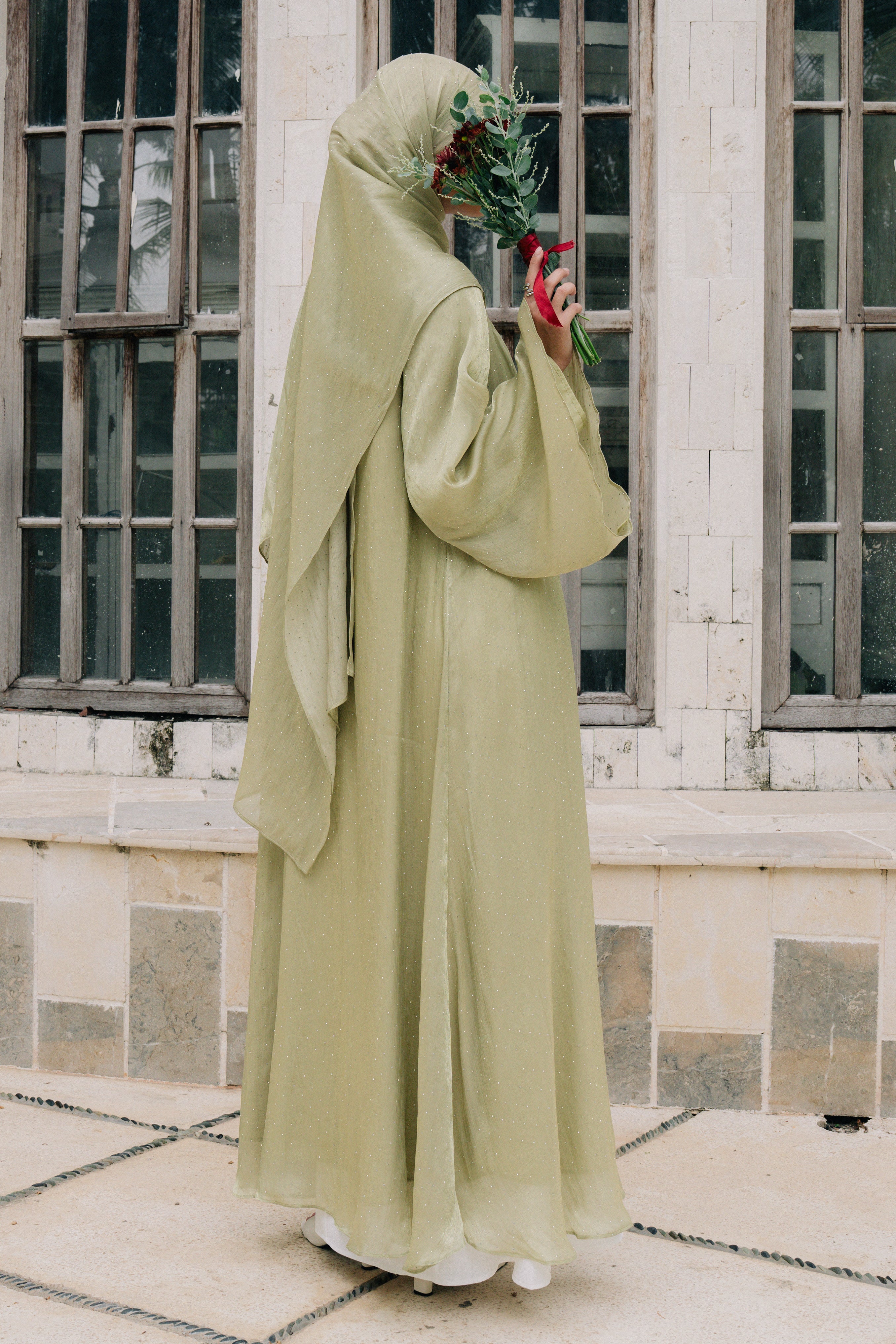 Luma Kimono Abaya Set - Celadon Mist